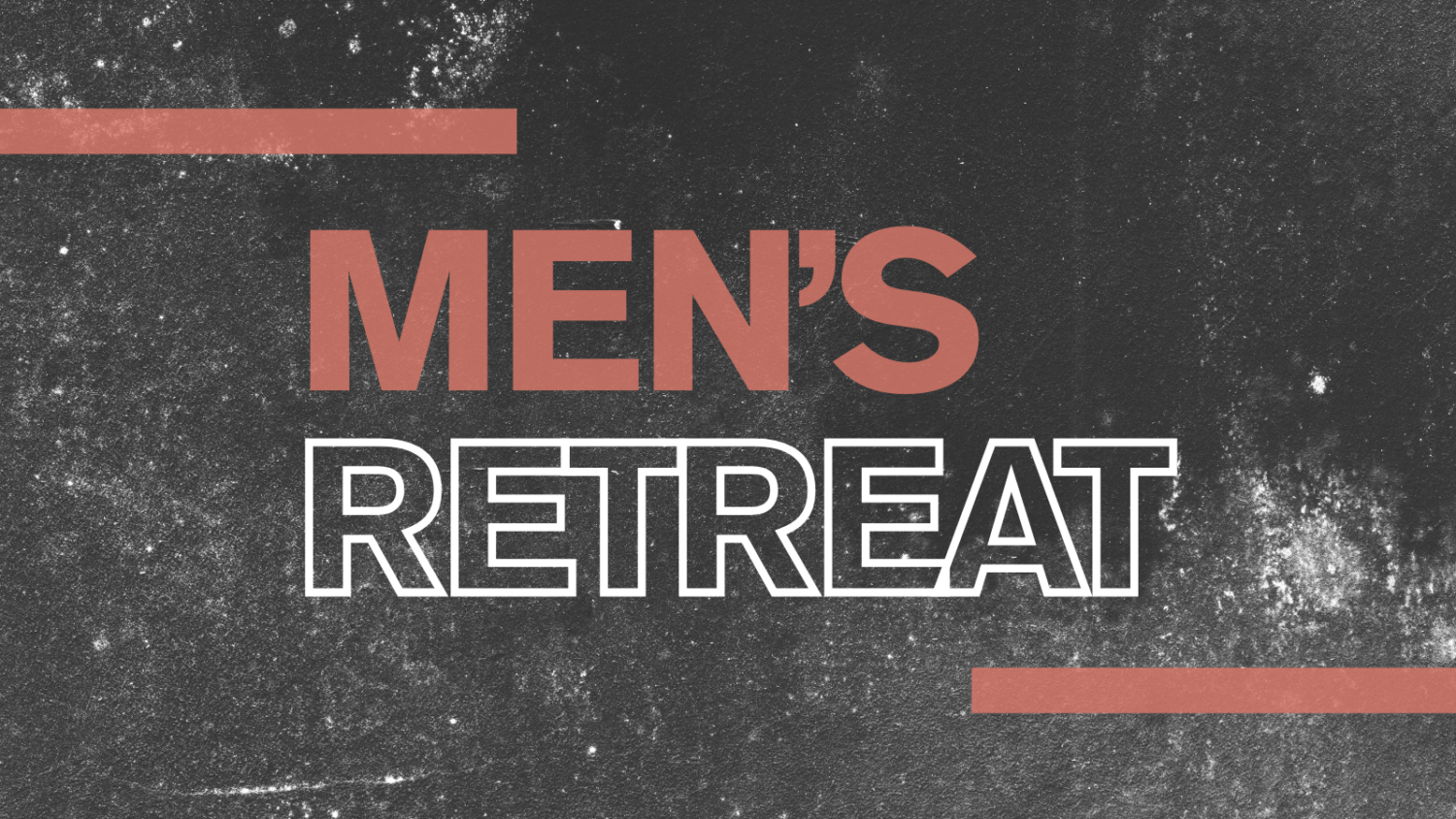 Text that reads 'Men's Retreat' with a starry night sky background and decorative horizontal lines.