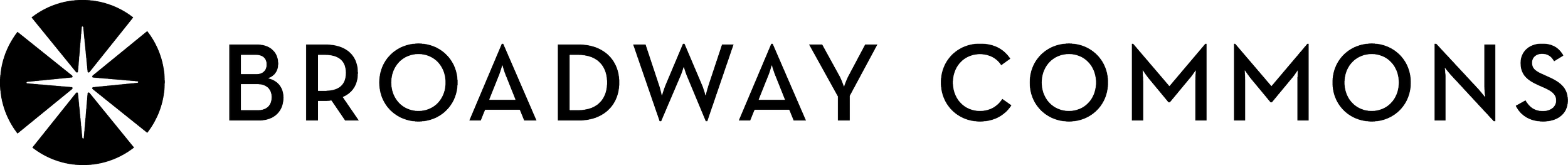 Logo of Broadway Commons featuring a stylized flower or star design next to the text 'Broadway Commons'.