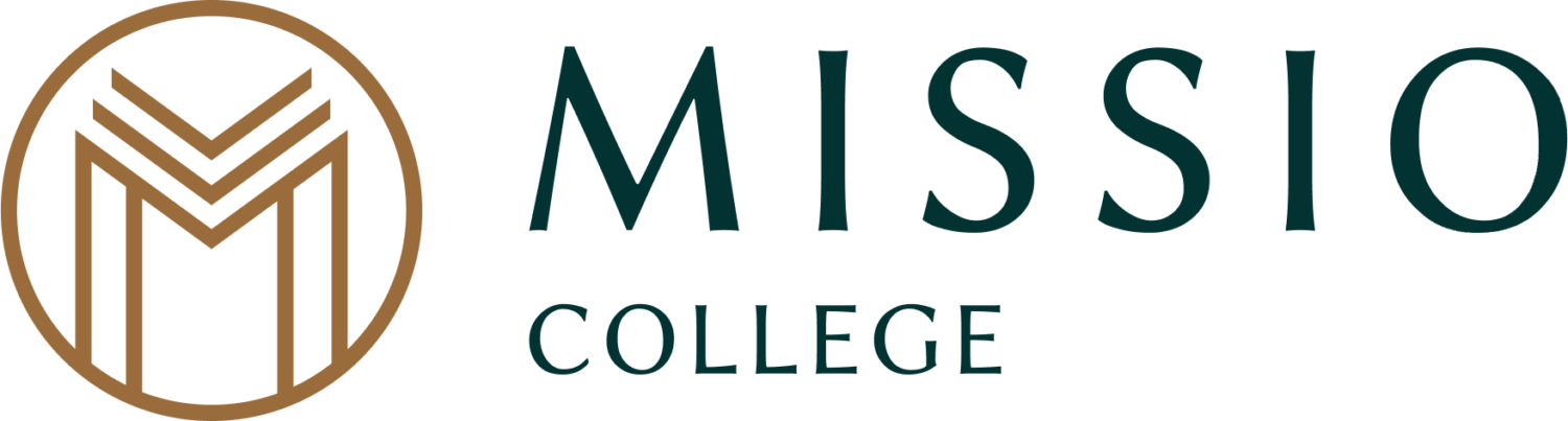 Logo of Missio College featuring a circular emblem with geometric lines and the college name in text.