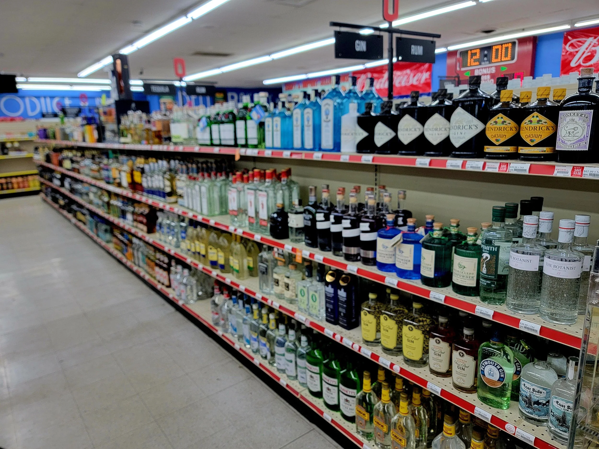 Gin, Tequila, Canadian Whisky, Brandy, Cognac