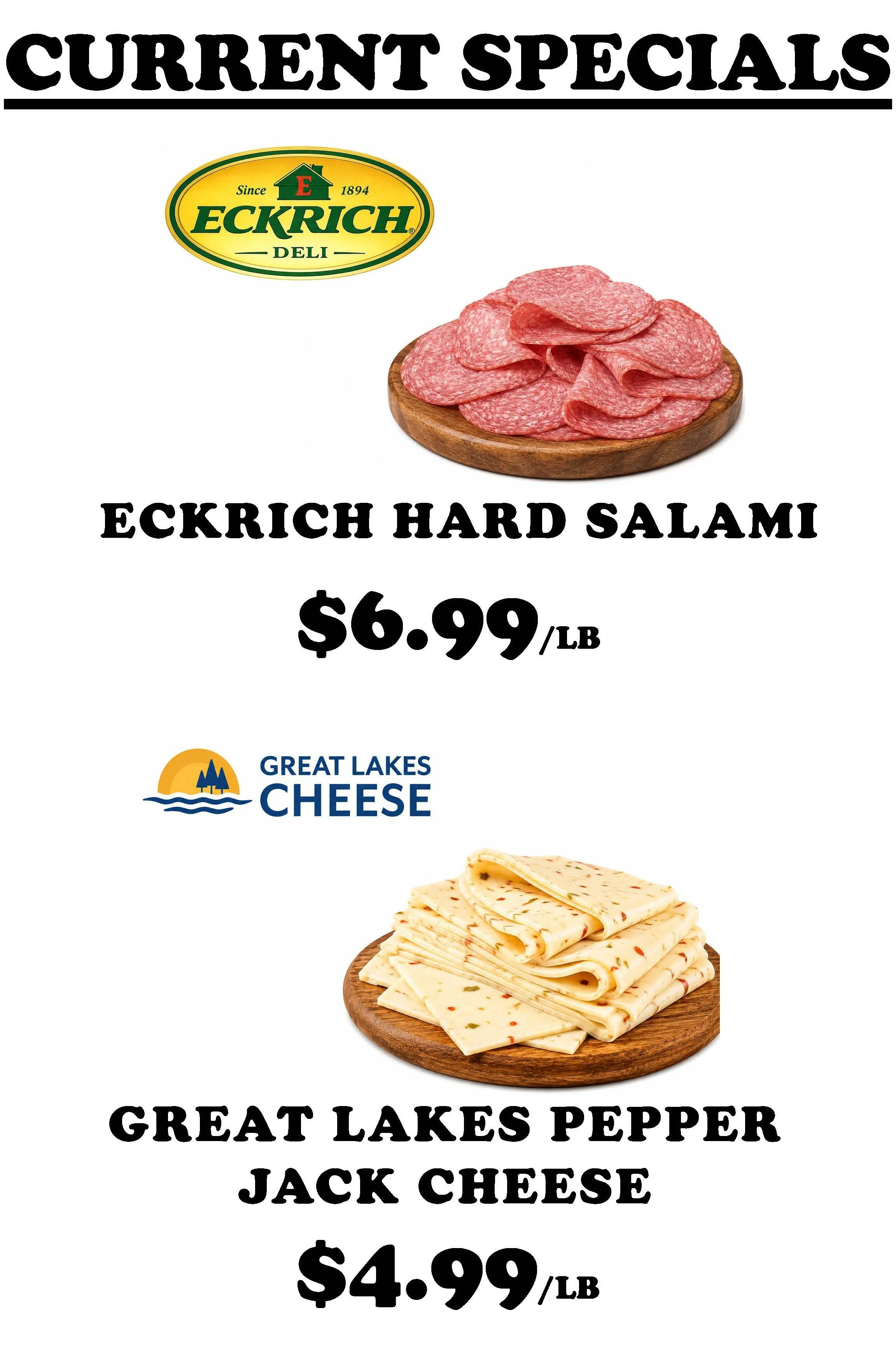 SEPTMBER SPECIALS PAGE 1. ECKRICH HARD SALAMI AND GREAT LAKES PEPPER JACK CHEESE