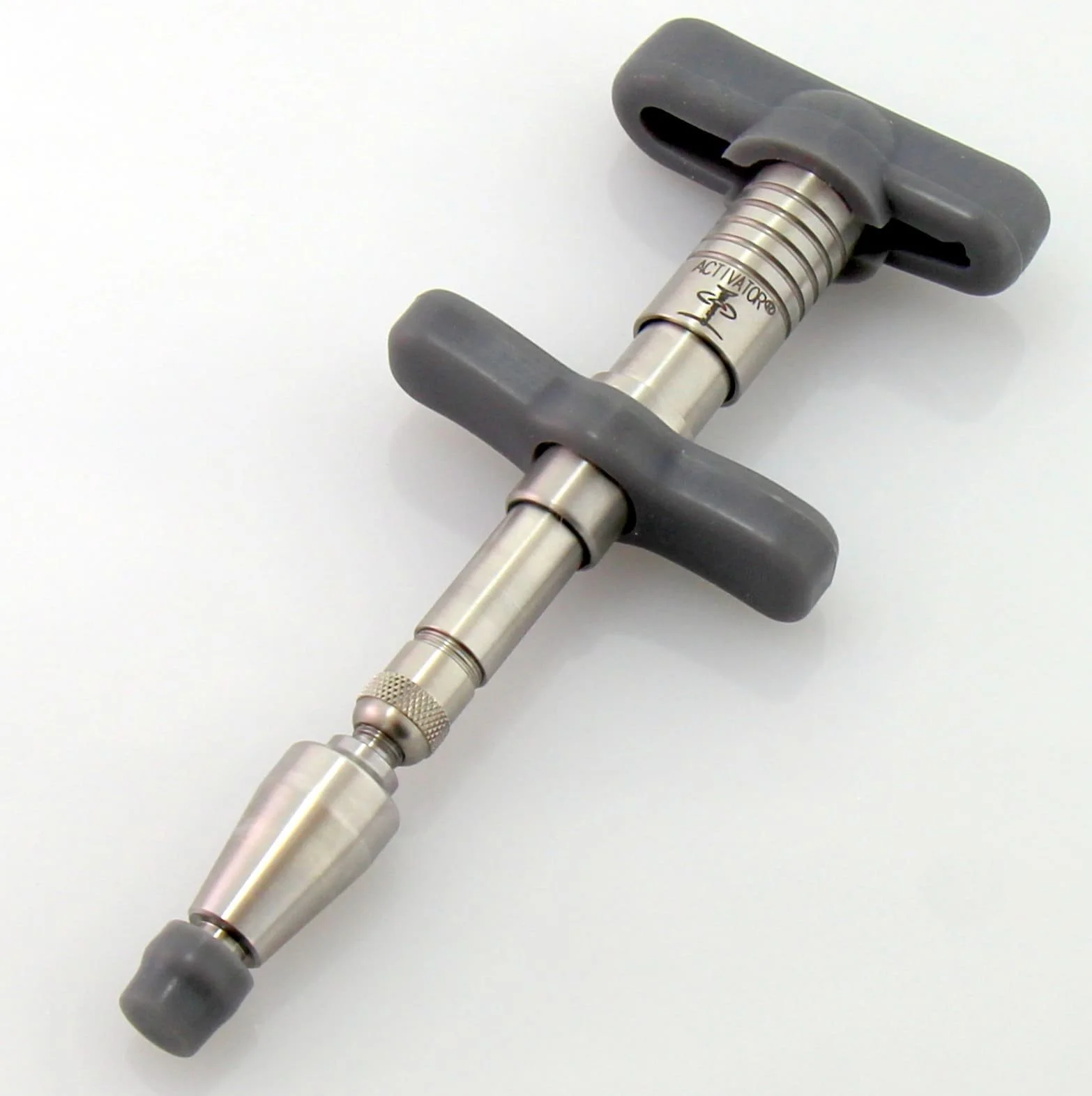 The Activator adjustment tool is used for gentle chiropractic adjustment, which can be an effective treatment choice for back and neck pain.