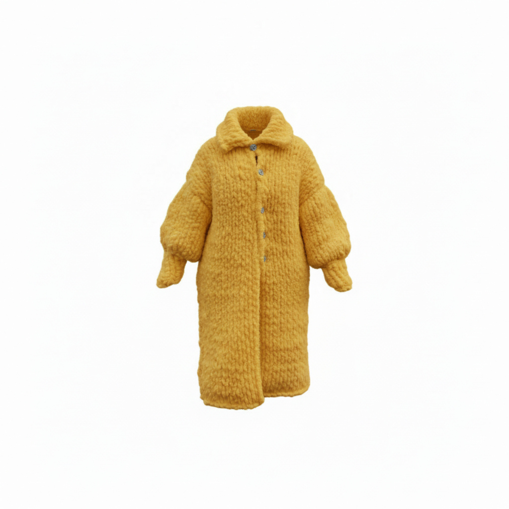 Collar Long Chunky Knit Coat