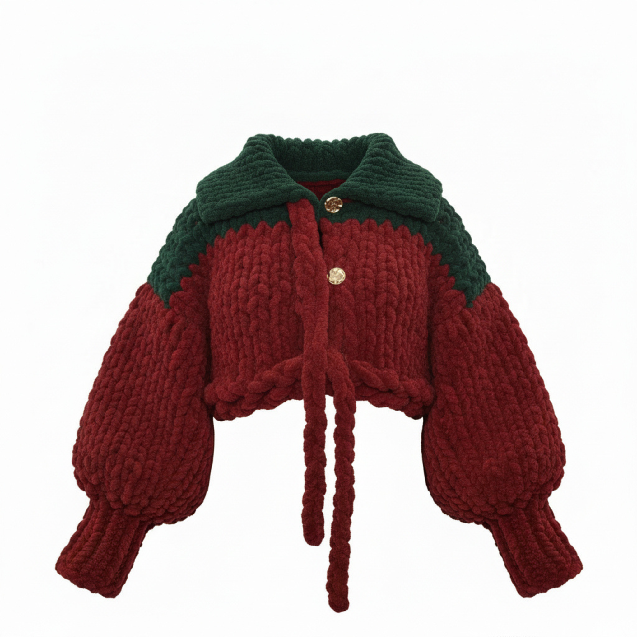 Collar Crop Chunky Knit Coat