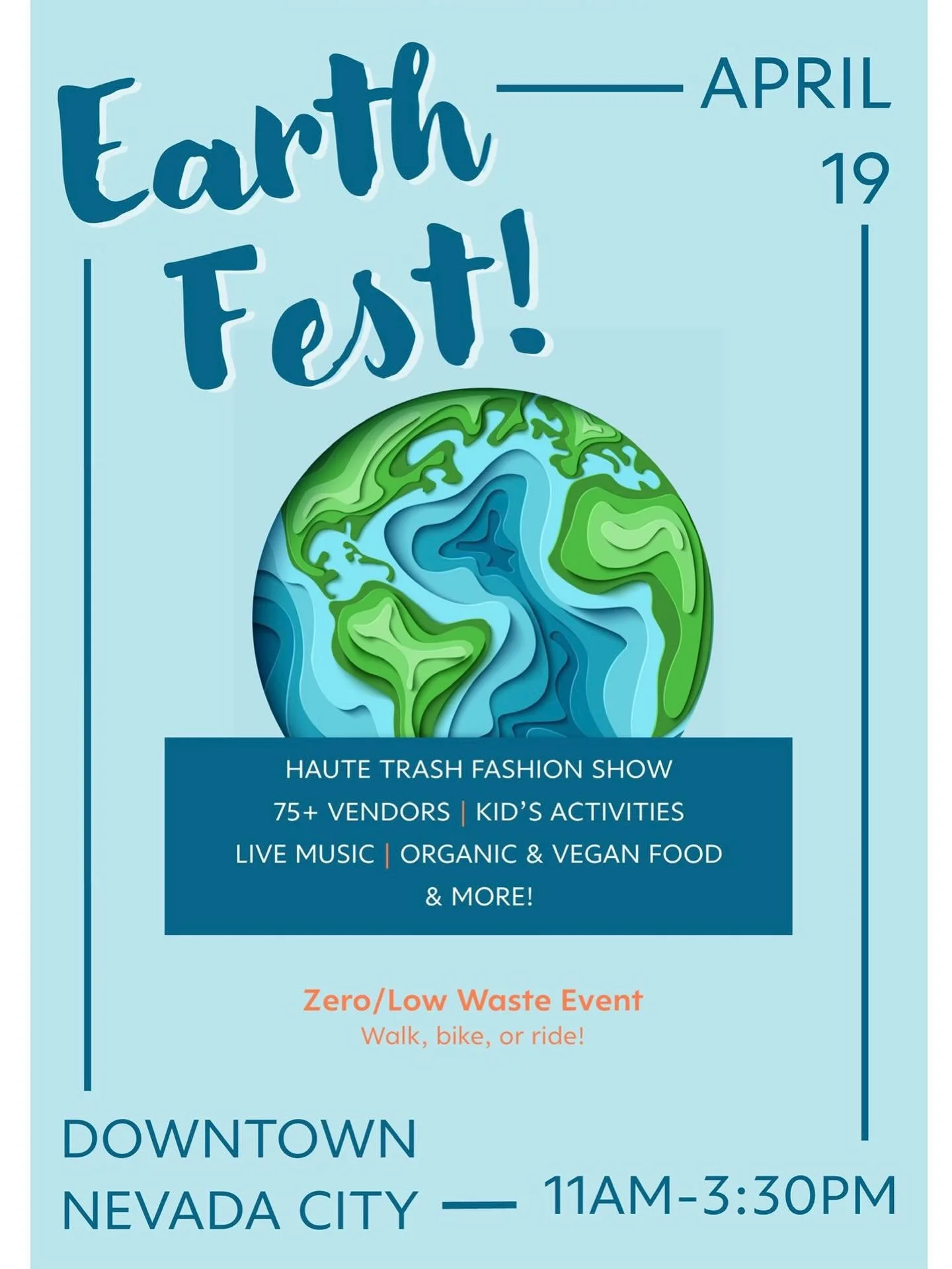 Come see us and all of the rad sustainable community partners and vendors at this fun event! This is happening next Sunday in beautiful downtown Nevada City.

Hope to see you there!! 

#nevadacity #earthfest #loveyourmother🌎 #sutsinableliving #suppo