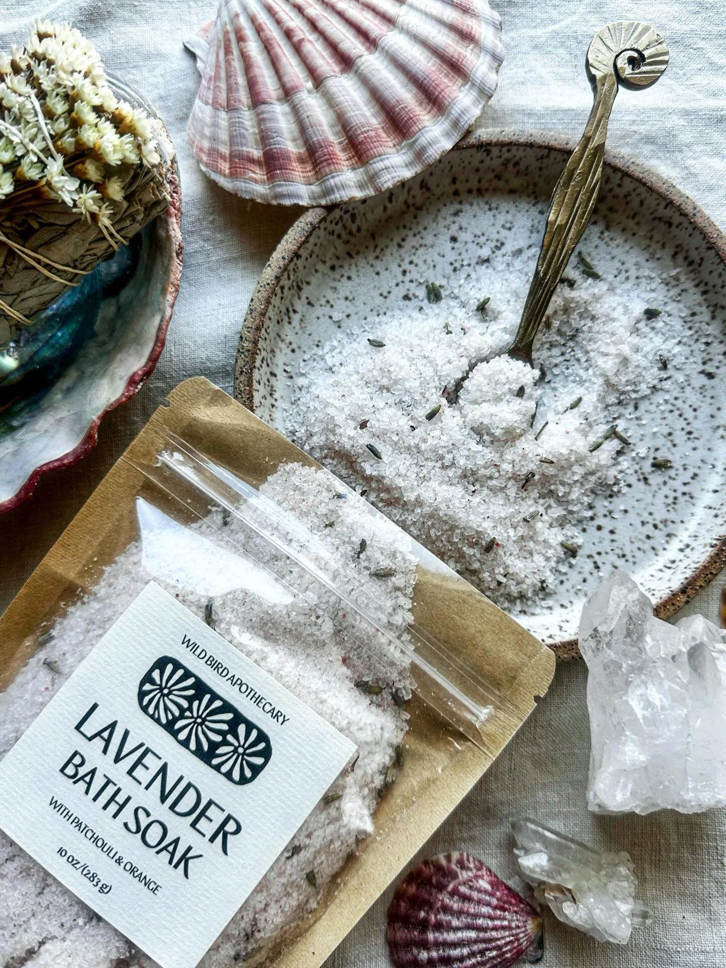 Another beautiful and much needed rainy day here in the Sierra Nevada mountains. One of my rituals for the grey days is having a warm cup of tea and a soothing aromatherapy bath. Our bath soaks are full of good stuff, including comforting magnesium, 