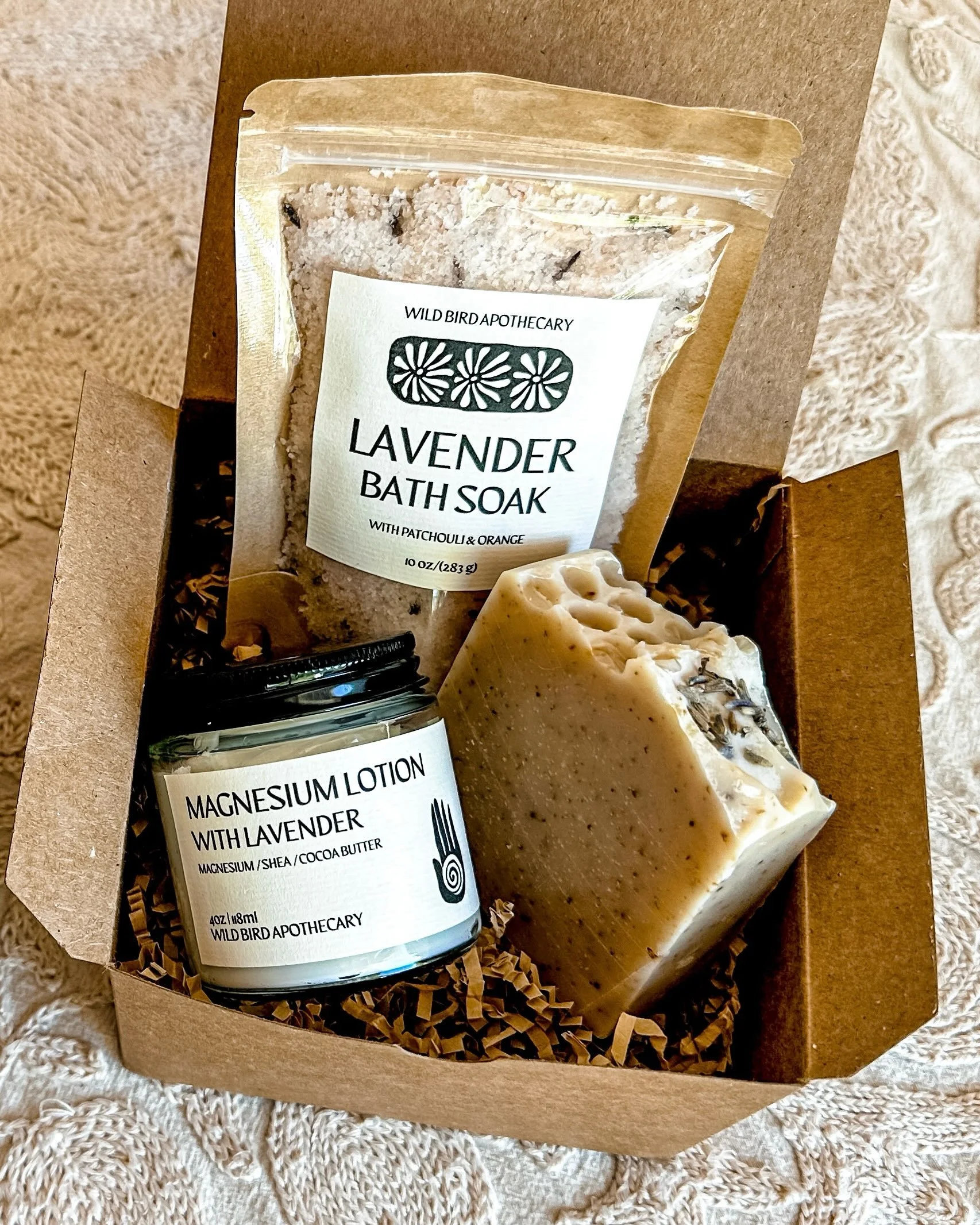 We have listed some sweet gift sets on our website and Etsy. They come in a flip top kraft box with beautiful hand dyed silk sari ribbon in either pink or green color ways. Some of the options are customizable like scents/soaps etc. 

#sustainablegif