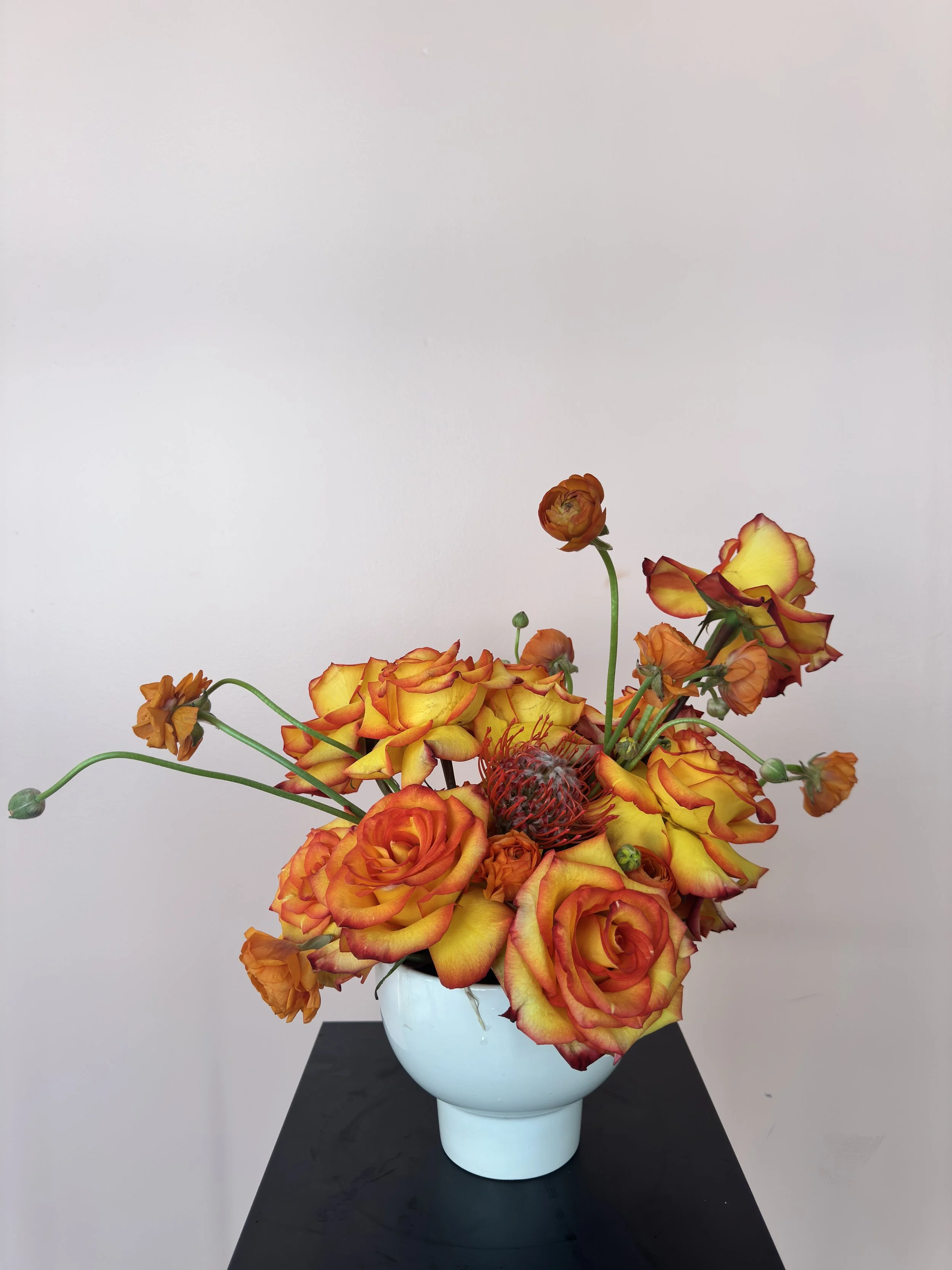 medium arrangement with yellow ombre roses
