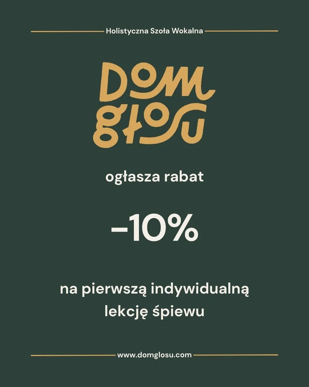 🧡TYLKO DO KOŃCA KWIETNIA 🧡
Rabat 10% dla każdego na pierwszą indywidualną lekcje śpiewu z kodem

🧡 START10 🧡

🔗 do rezerwacji lekcji w bio

~ emisja głosu ~ lekcje śpiewu ~ holistyczna szkoła wokalna ~