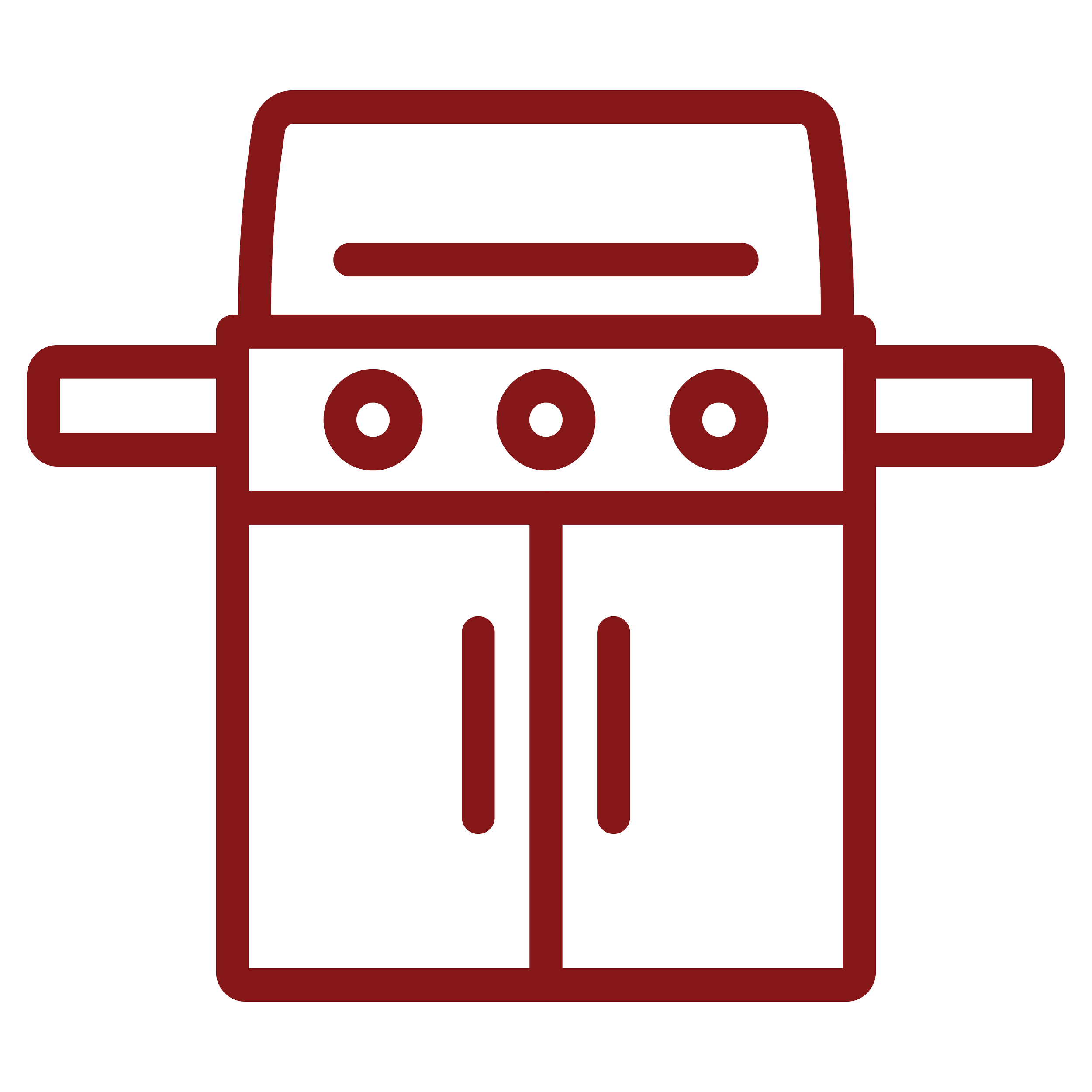 Outline drawing of a stove with four burners and an oven.