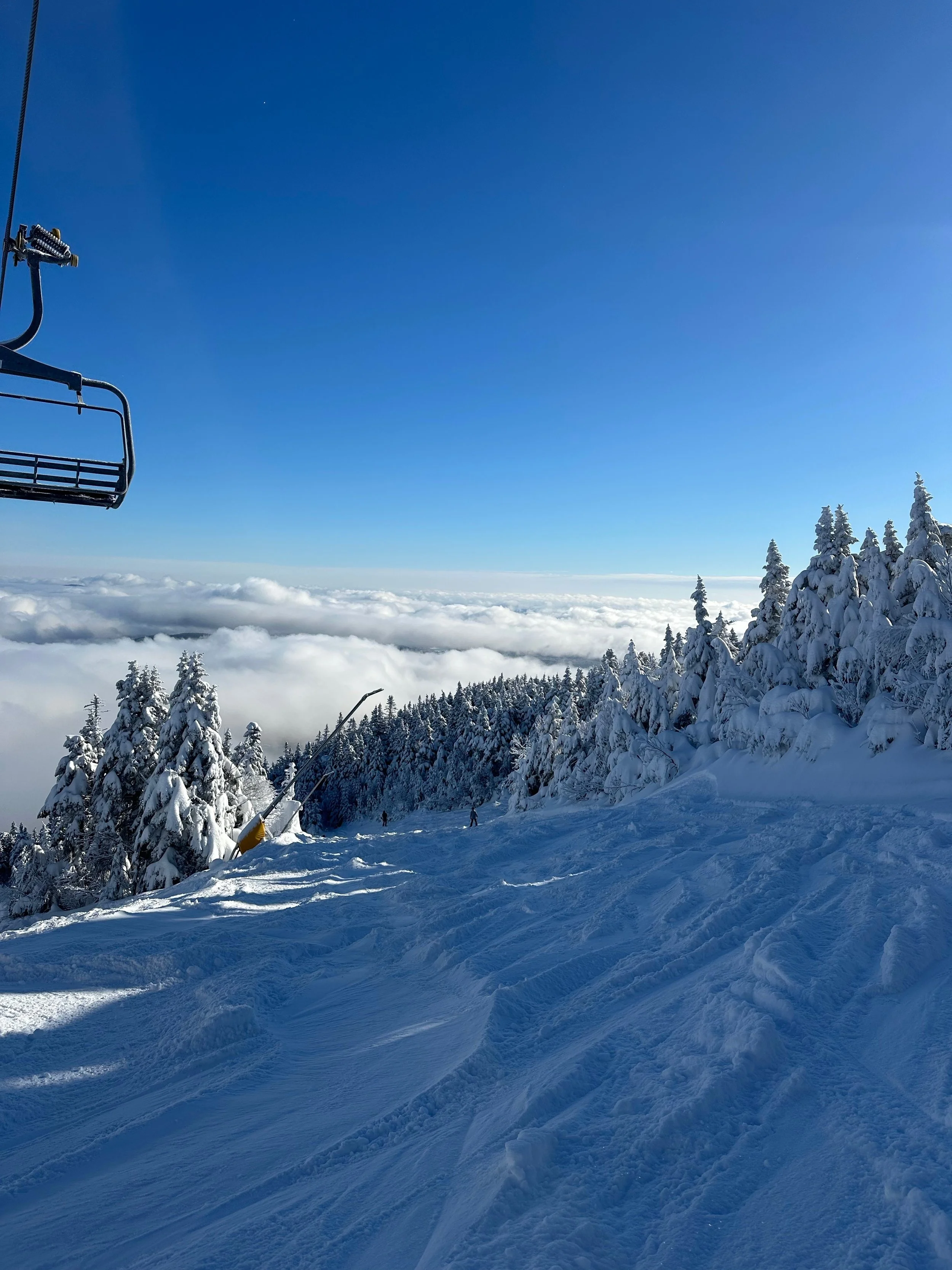 The view from above the cloudline at Stratton ski resort in Vermont