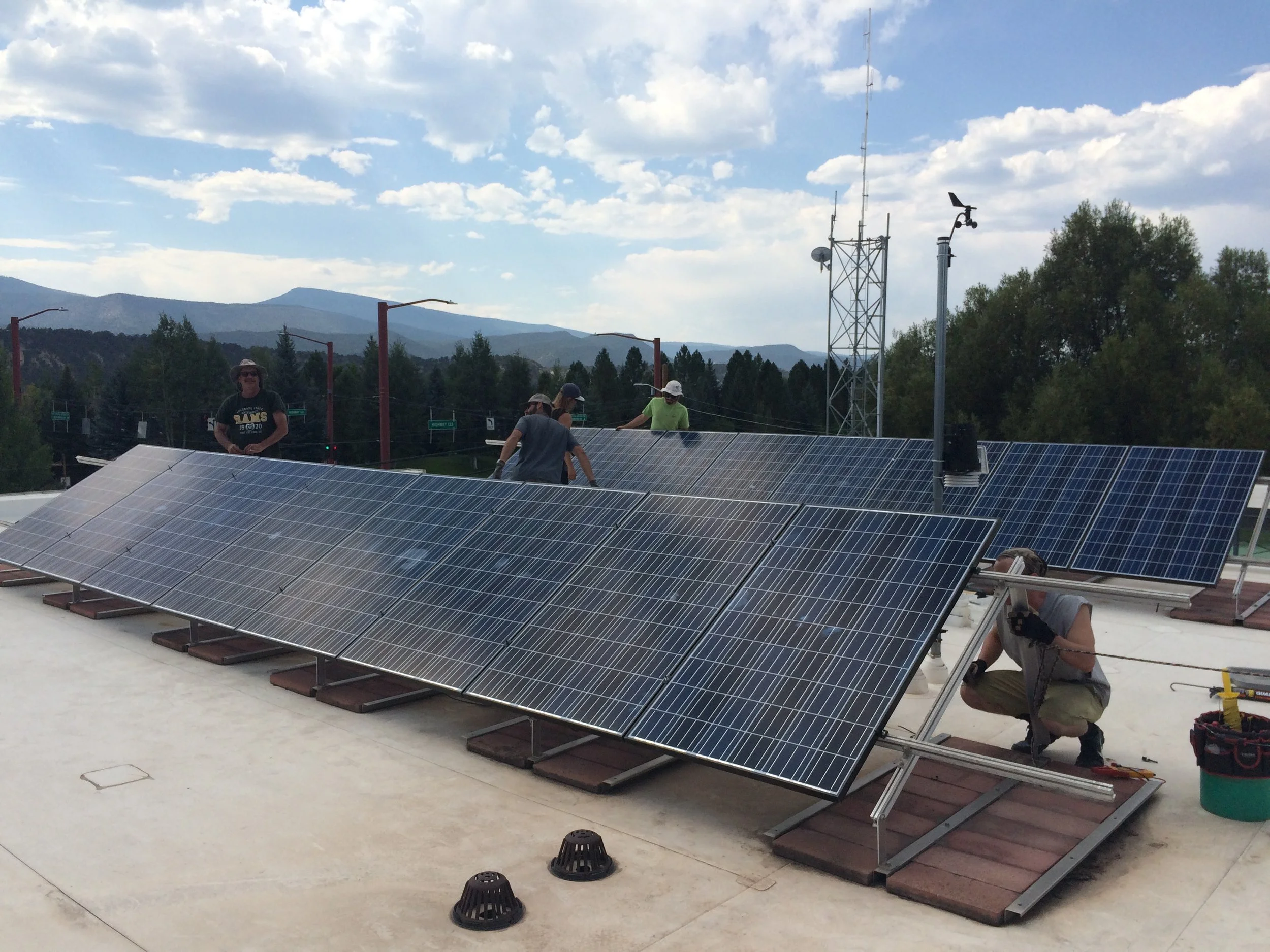 Example of an elevated flat roof mount