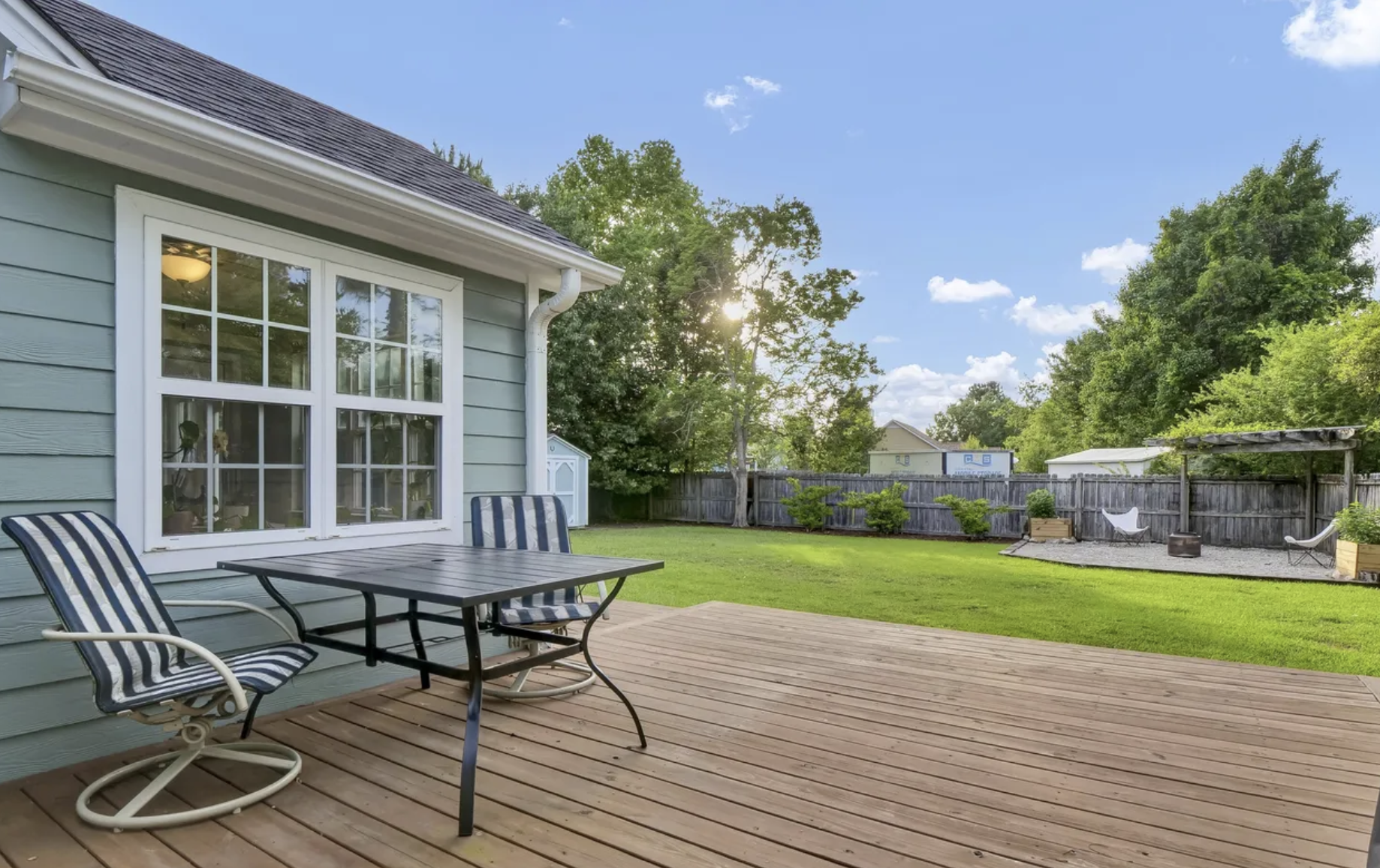 Custom deck and backyard landscaping