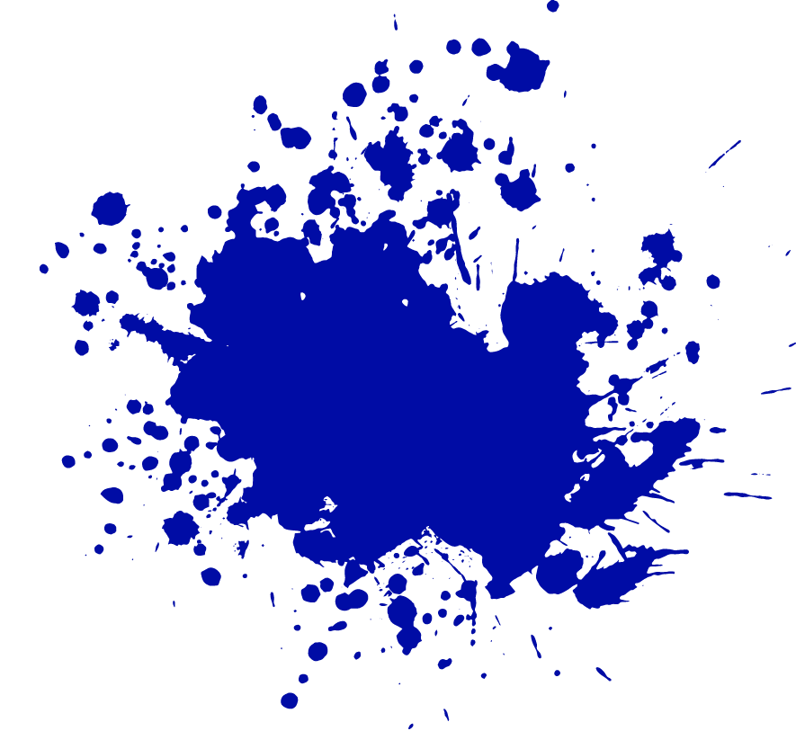 Blue paint splatter on a black background.