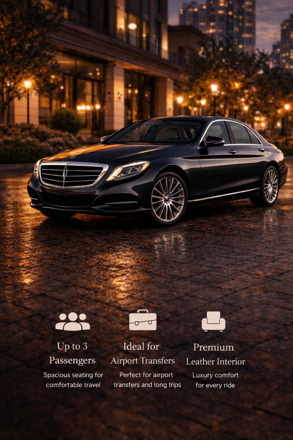 Luxury Mercedes sedan chauffeur service vehicle in San Diego