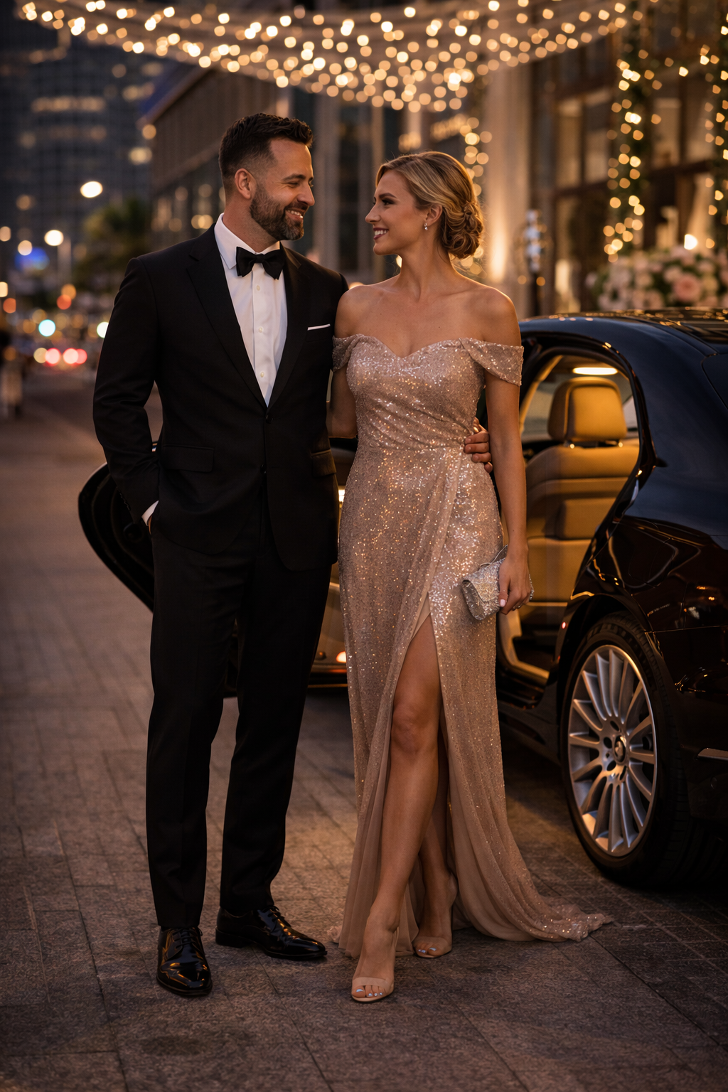 Professional chauffeur standing beside luxury SUV for private car service in San Diego