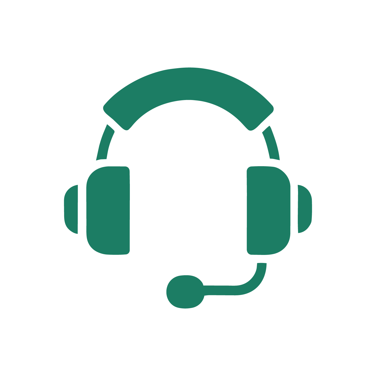Black background with a green headset with a microphone in the center.