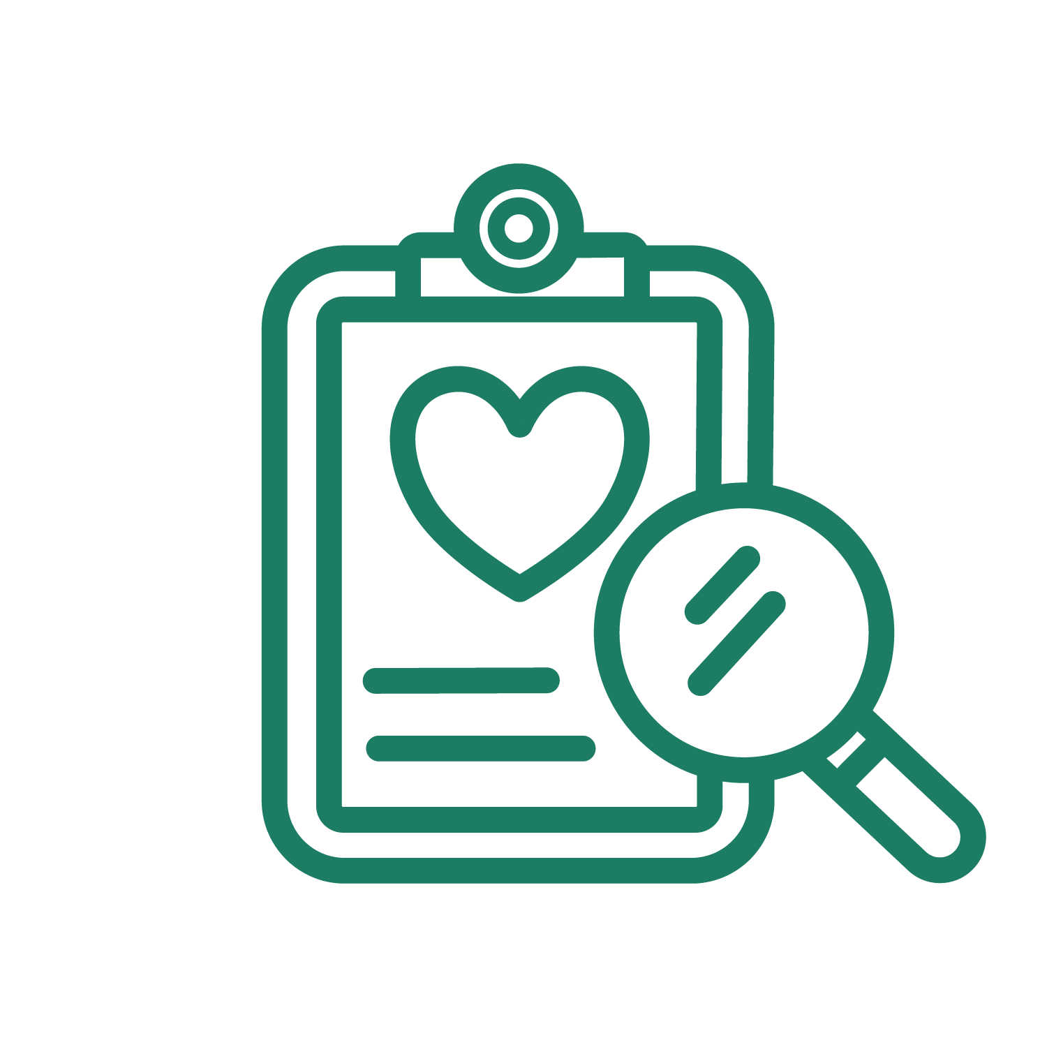 Illustration of a medical or health analysis app on a smartphone, a heart icon on the screen, a magnifying glass, and a pill icon.