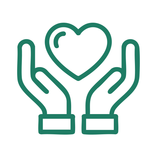 Two hands holding a heart.