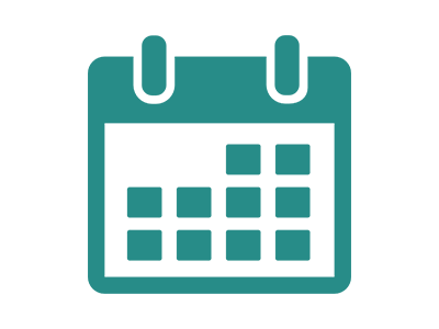 Calendar icon with two binder rings at top