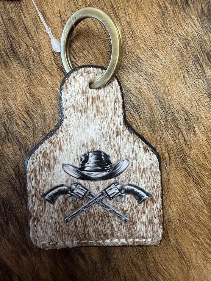Cowhide Keychains w/ designs