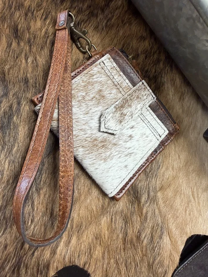 Cowhide Wristlet Card Holder