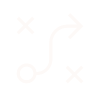 Simple sports tactic diagram with circles, an X, and a curved arrow showing movement or direction