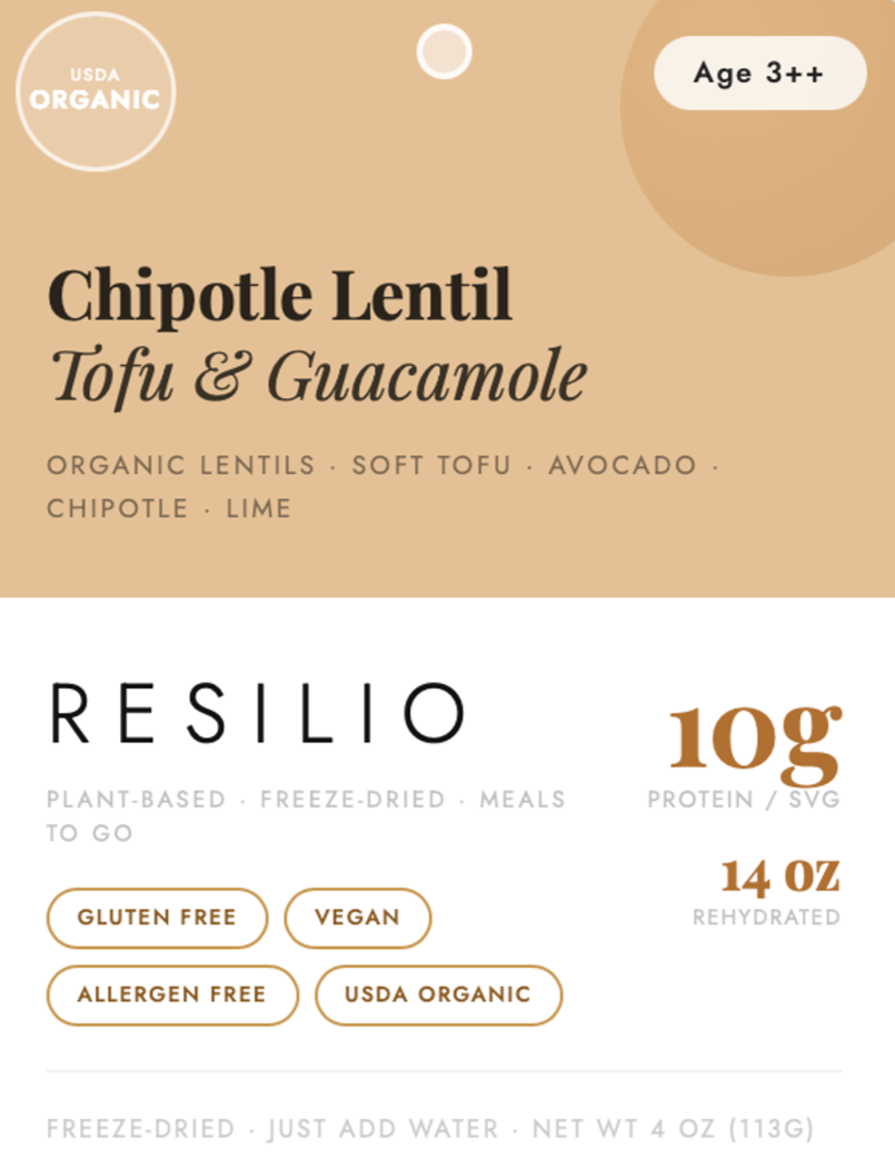 Resilio Provisions Chipotle Lentil Tofu & Guacamole
