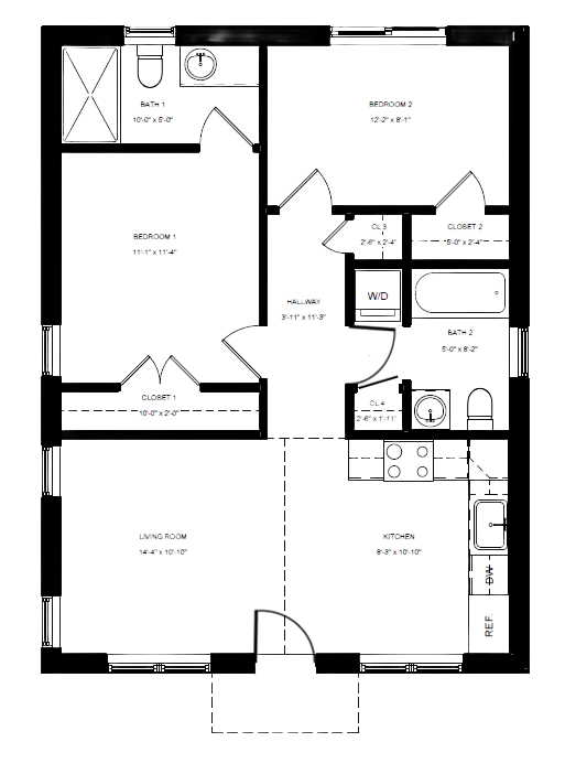 2 bed 2 bath adu floor plan