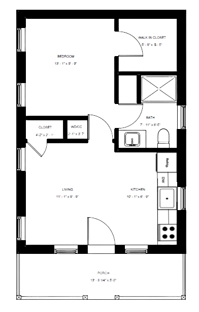 compact adu floor plan for narrow lot