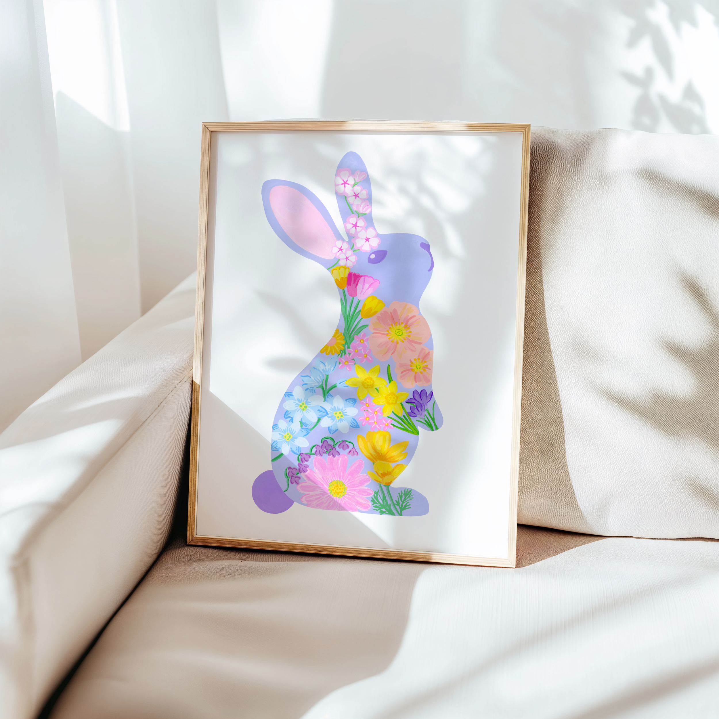 Floral Easter Bunny Art Print
