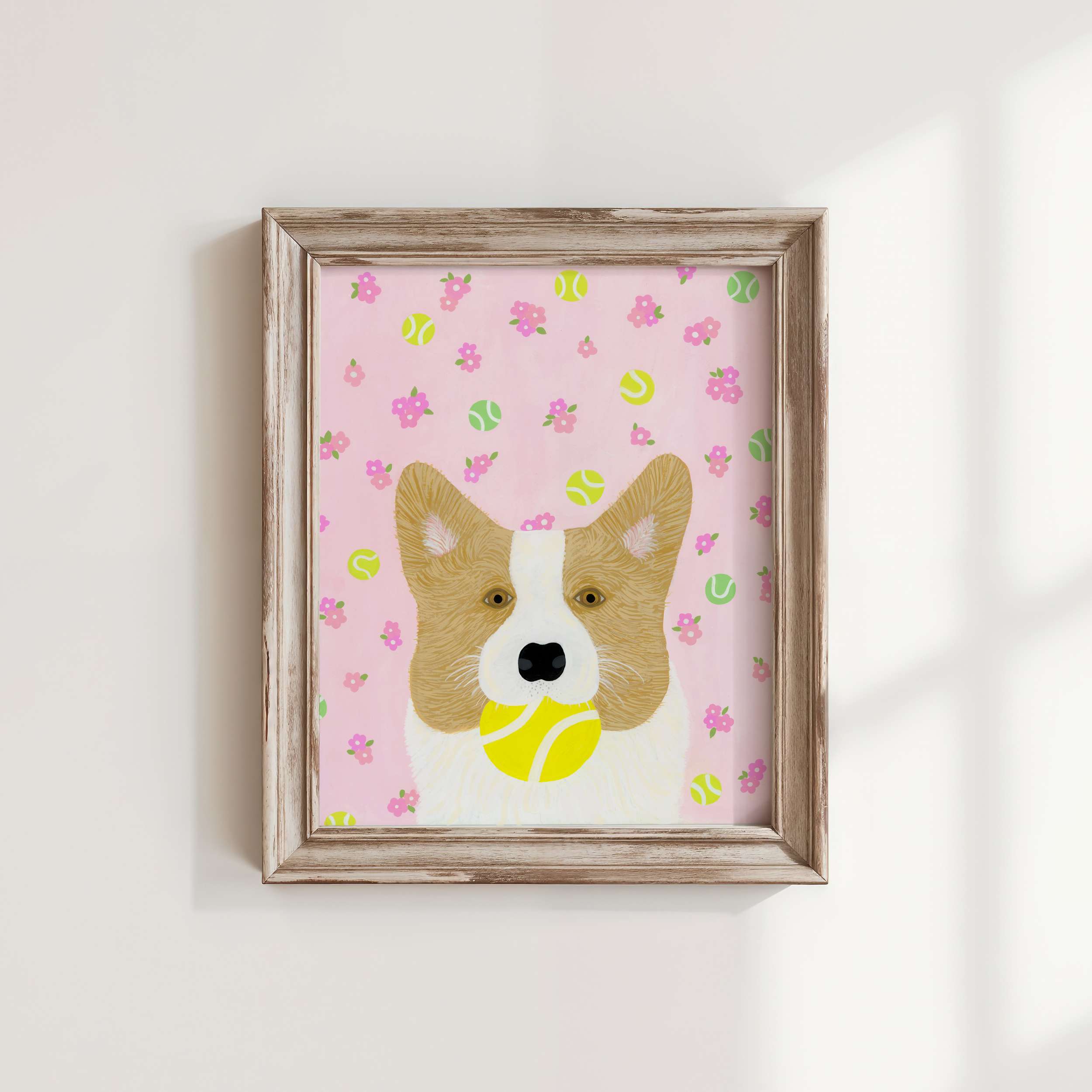 Tennis Corgi Art Print