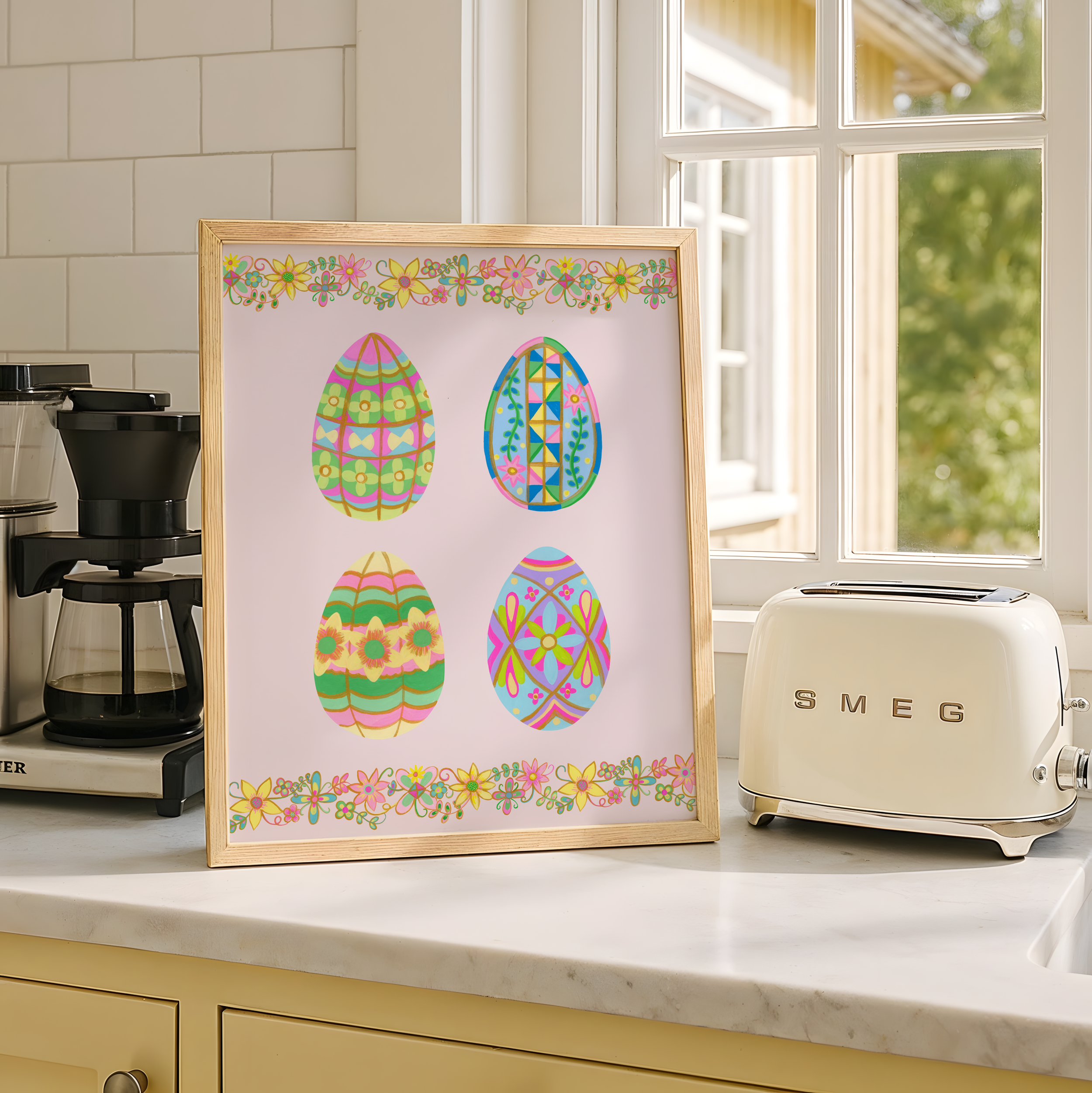 Gorgeous gold-outlined Easter eggs, inspired by the fancy, hand-painted eggs of Eastern Europe.