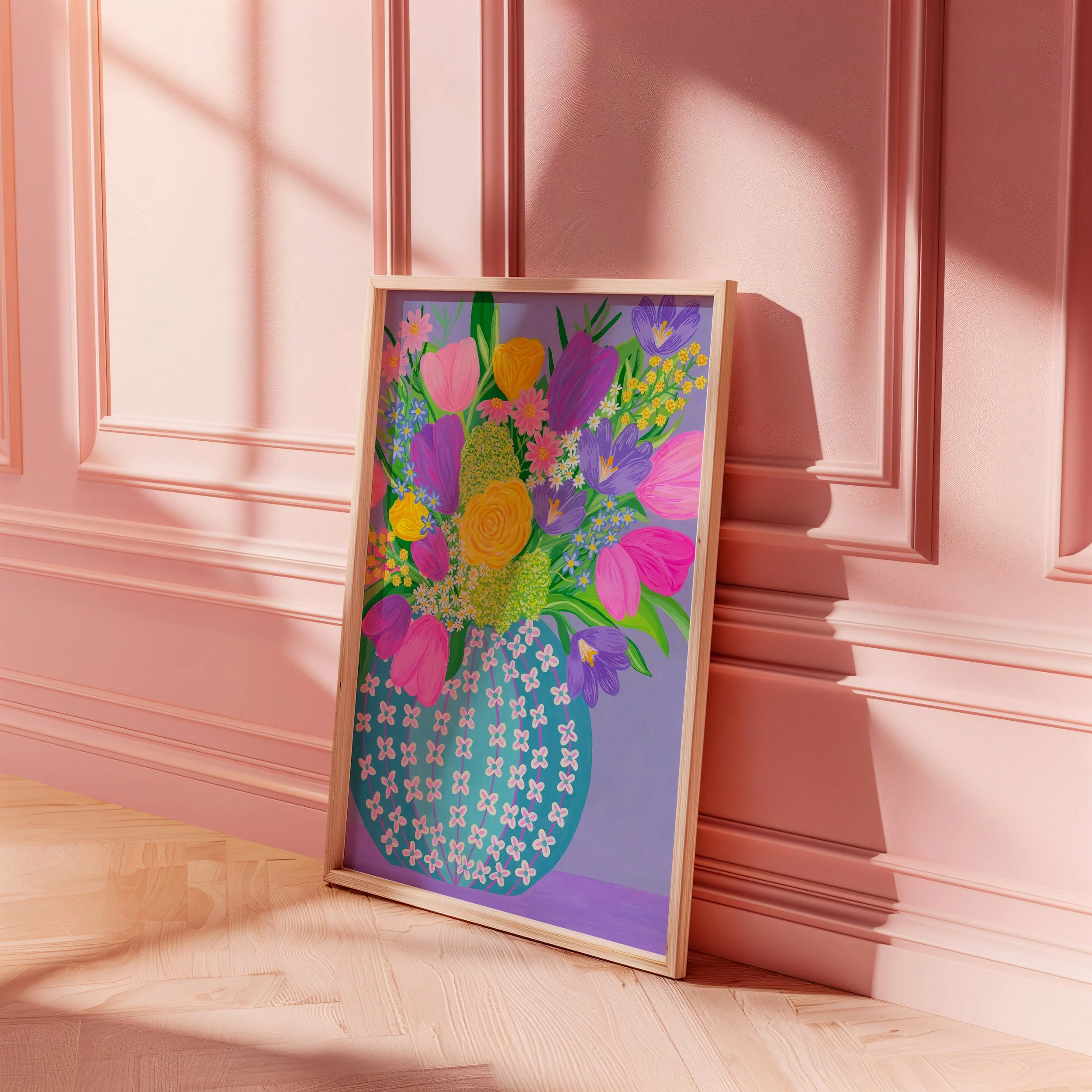 A beautiful Easter-inspired bouquet filled with tulips, crocus, and roses.