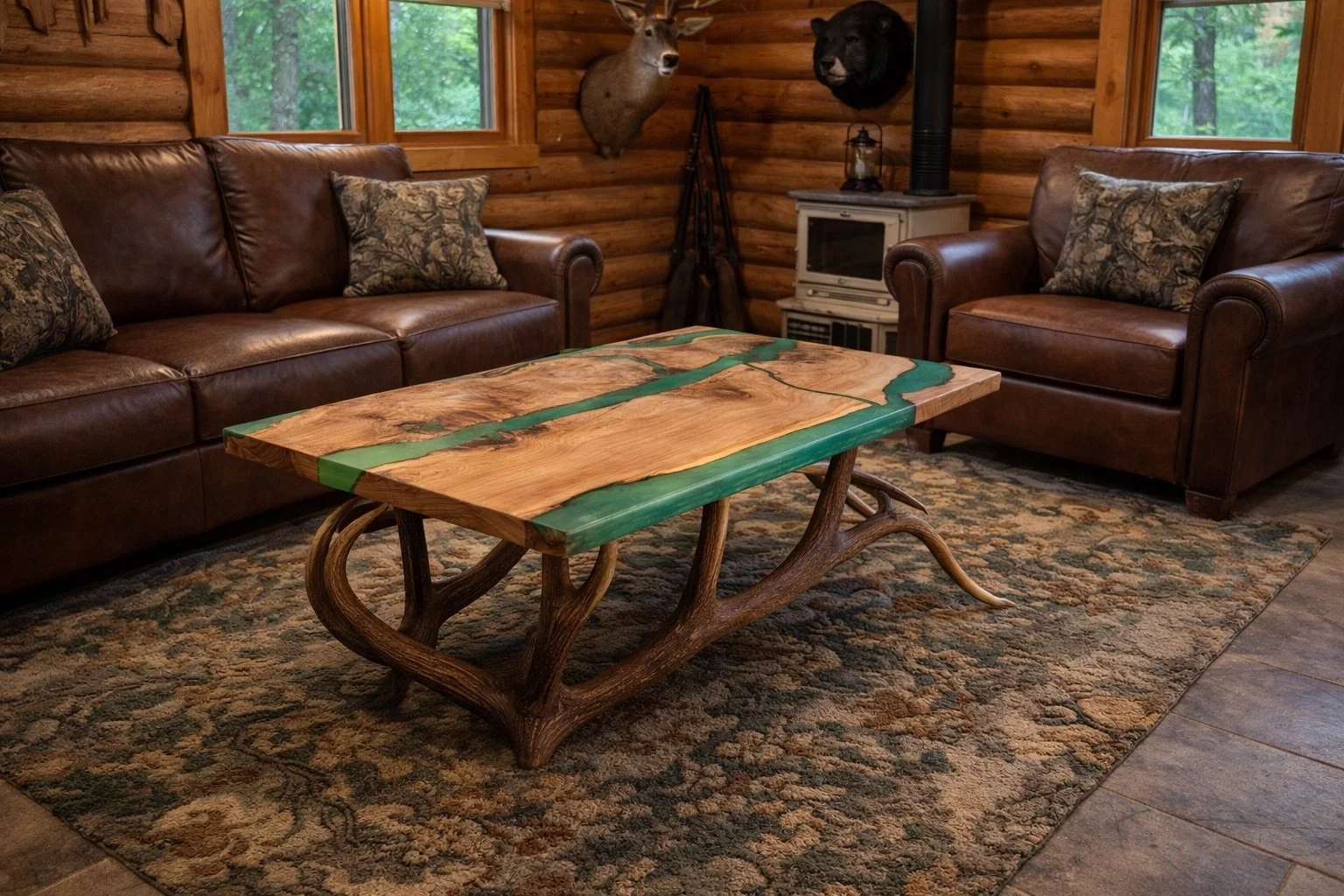 Turquoise River Elk Antler Coffee Table