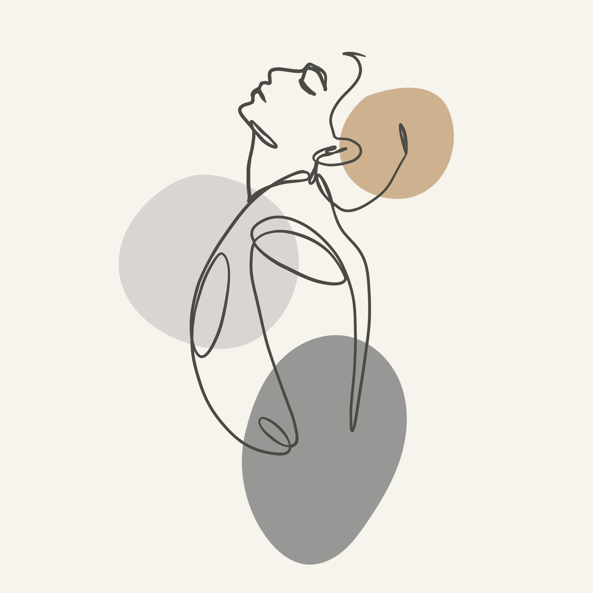 Line sketch of a person with eyes closed and face lifted, representing an energetic consultation session