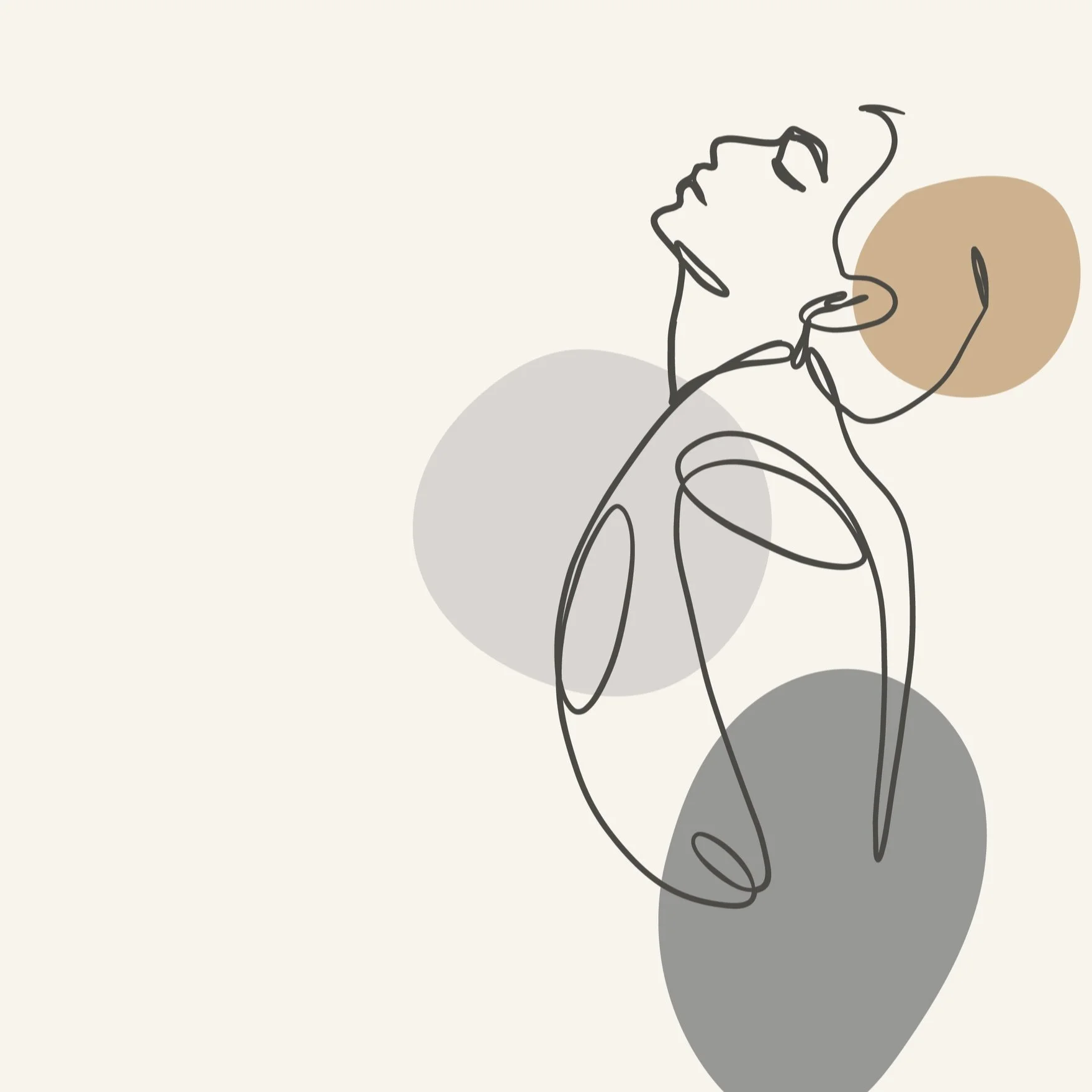 Line drawing of a person looking upward and breathing deeply, representing energetic healing and connection to inner balance.