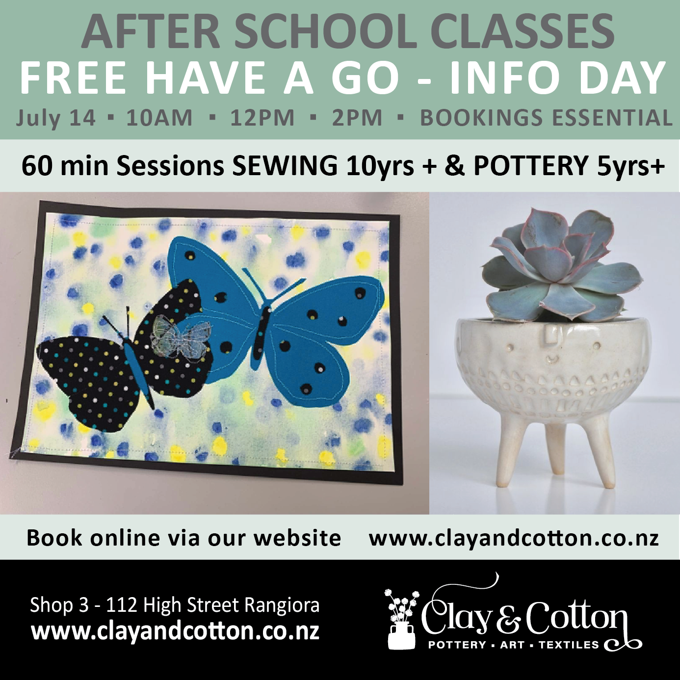14 JUL FREE Trial Day - After School Sewing & Pottery