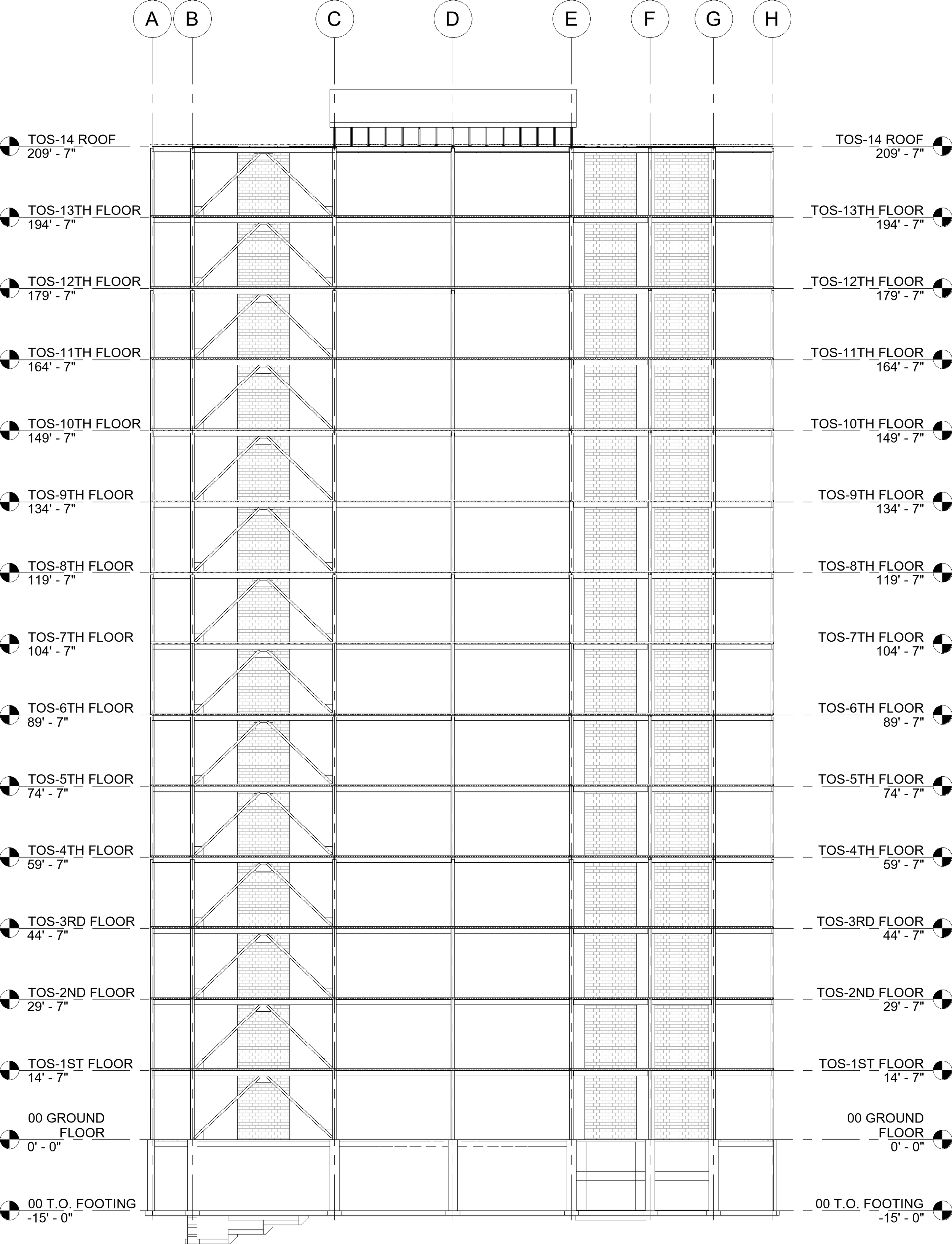 Structural building elevation view