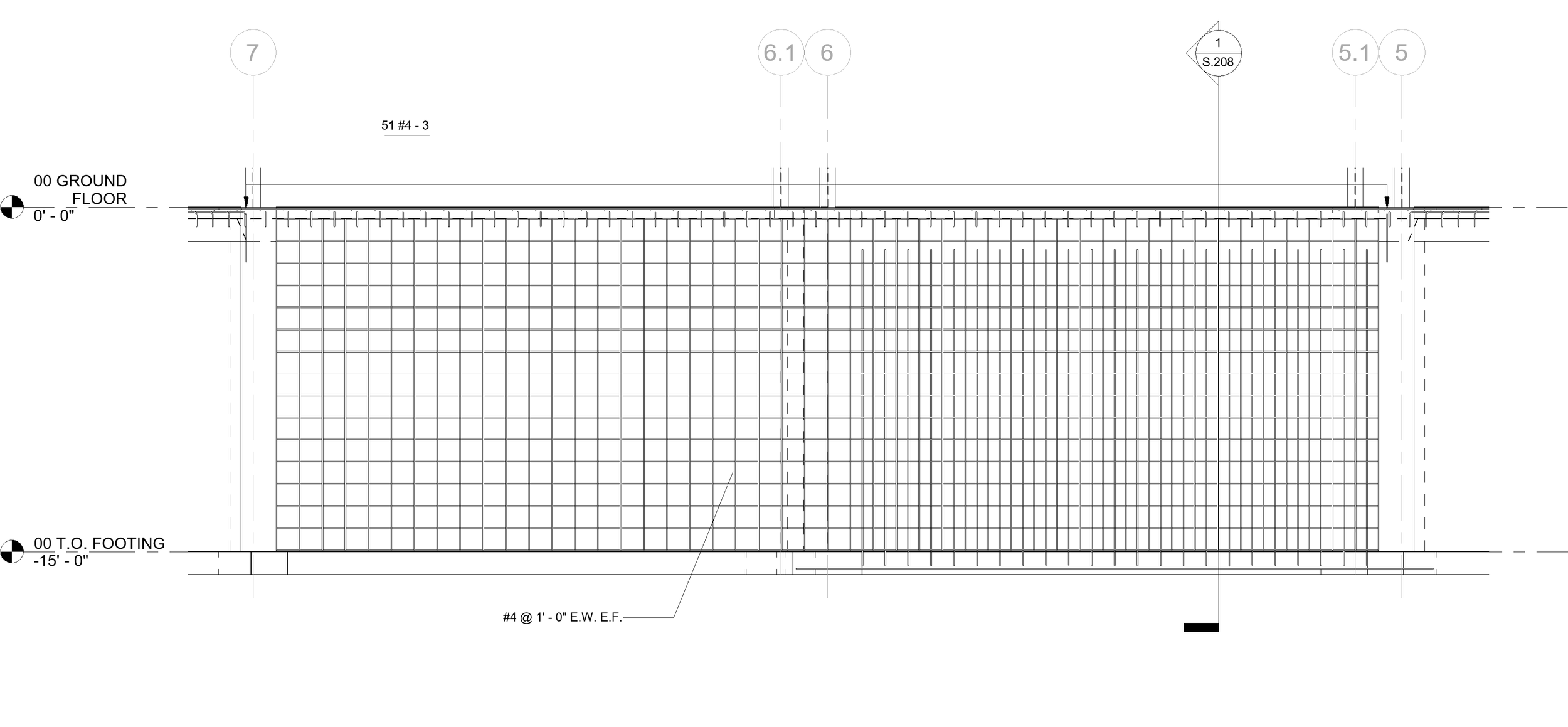 Foundation wall reinforcement — elevation detail view