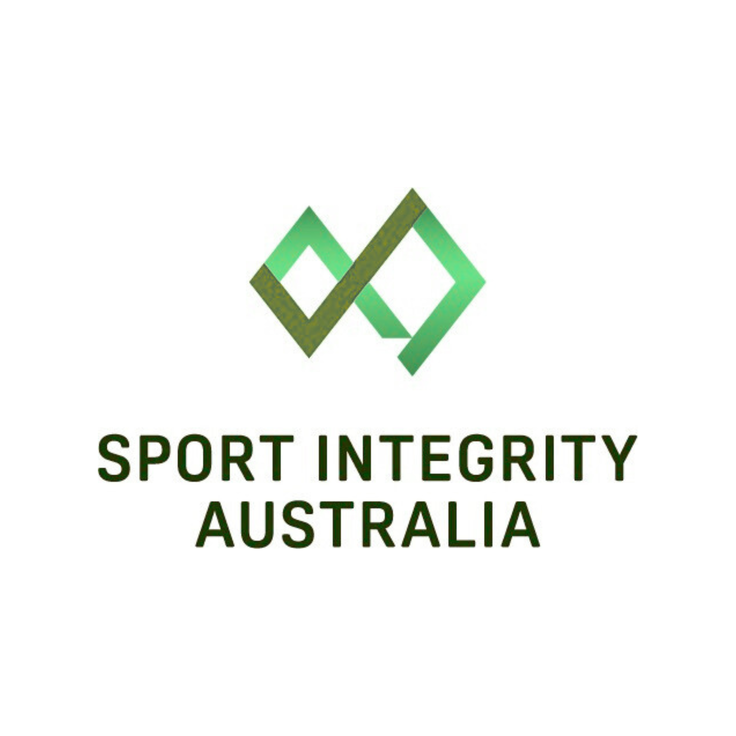 Logo for Sport Integrity Australia featuring a geometric green design and the organization name in bold text.