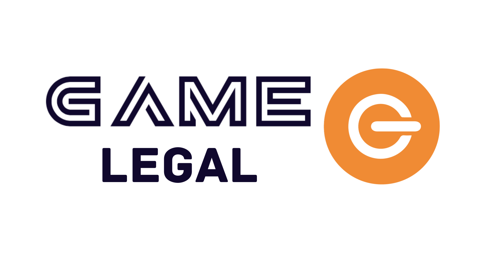 Logo with the words 'GAME LEGAL' and a circular symbol featuring a stylized G inside an orange circle.
