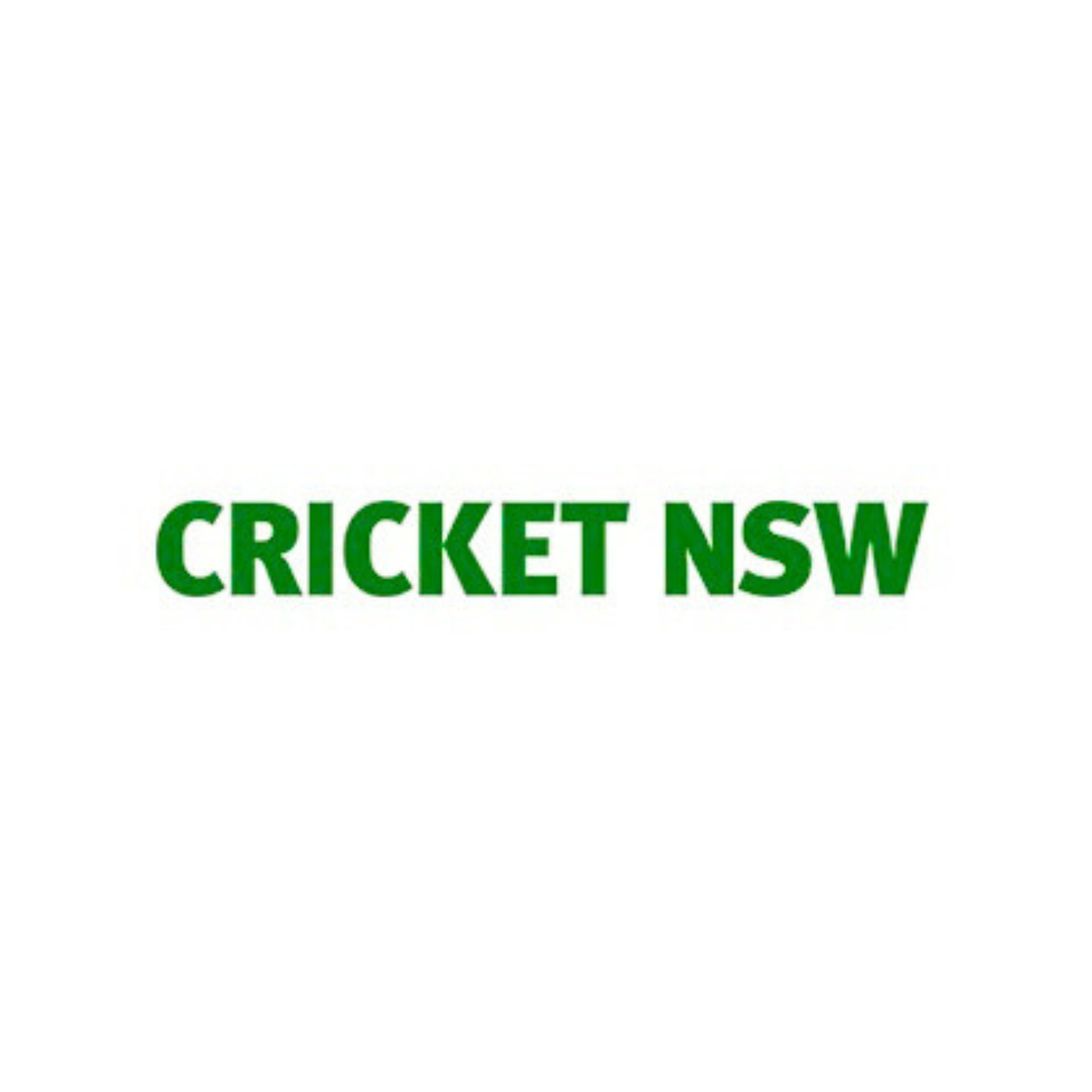 Text that reads 'CRICKET NSW' in bold green letters on a white background.