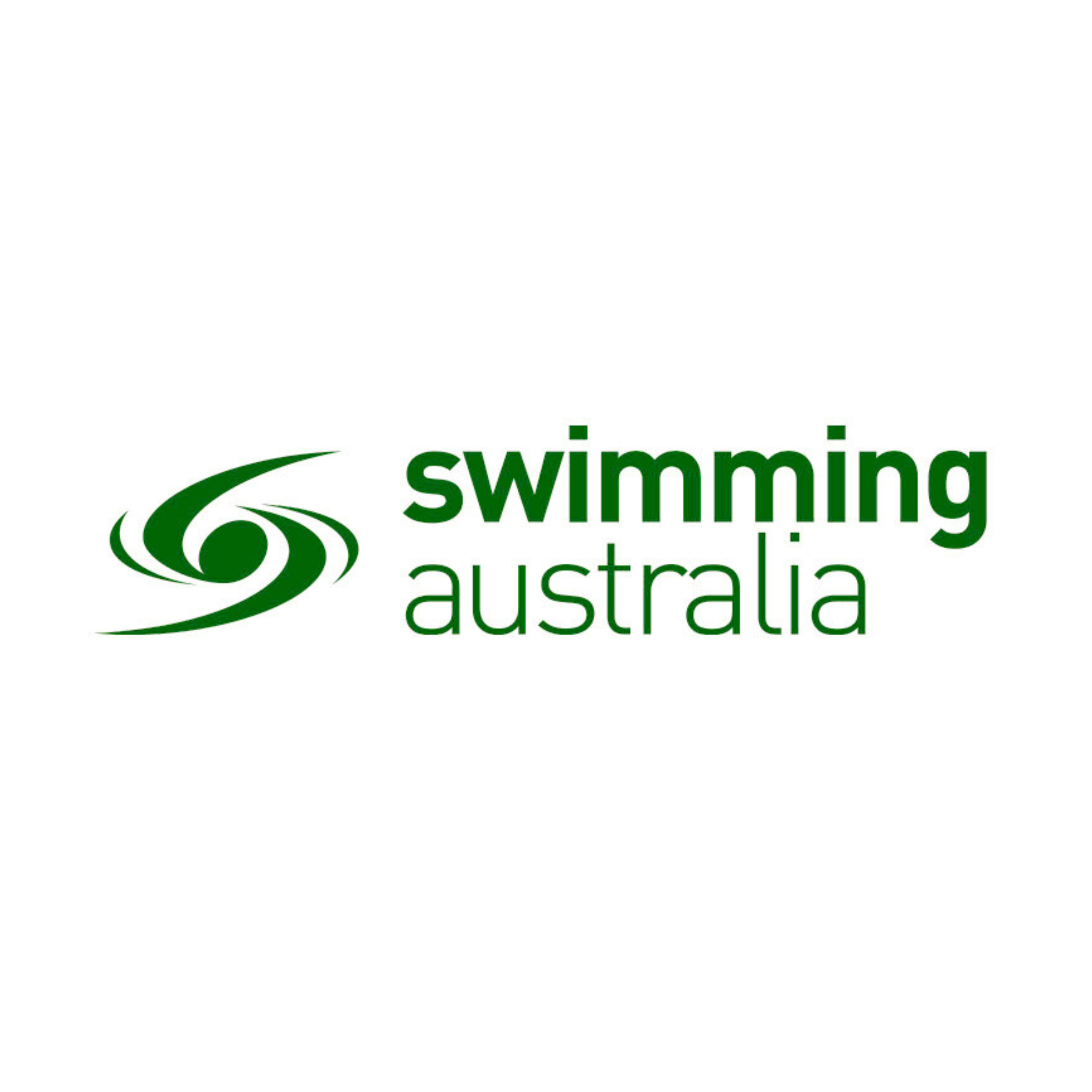 Swimming Australia logo with stylized green swirl and the words "swimming australia" in green text.