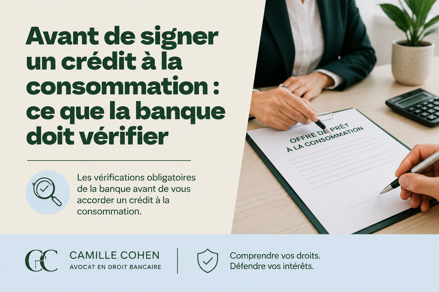 Avant de signer un crédit à la consommation : ce que la banque doit vérifier