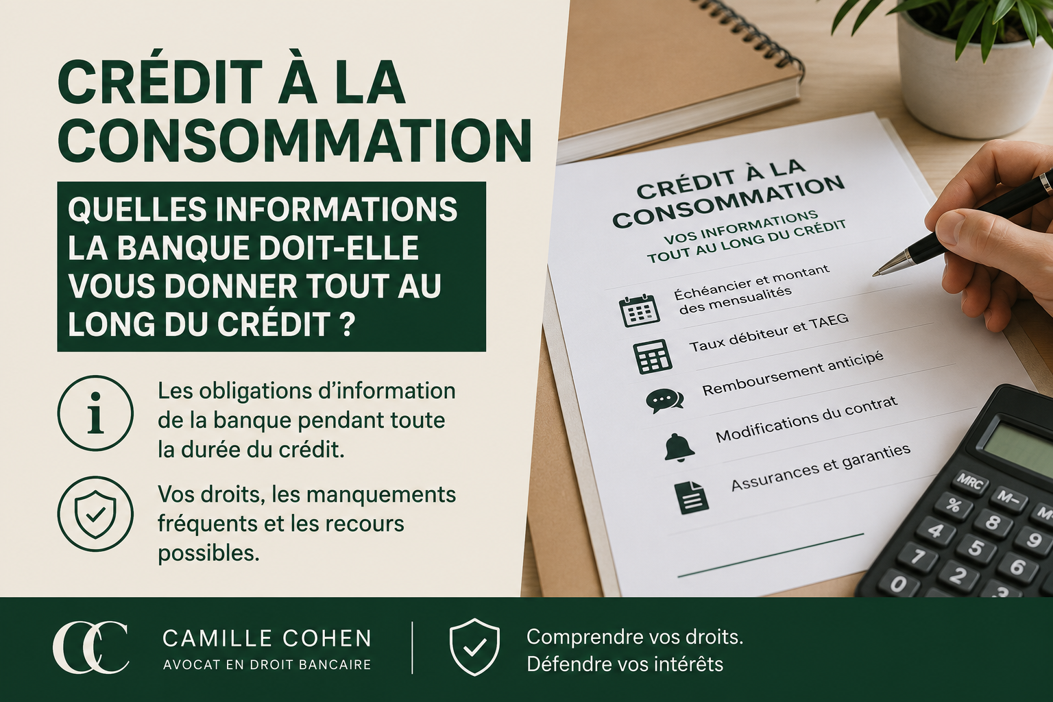 Crédit à la consommation : quelles informations la banque doit-elle vous donner tout au long du crédit ?