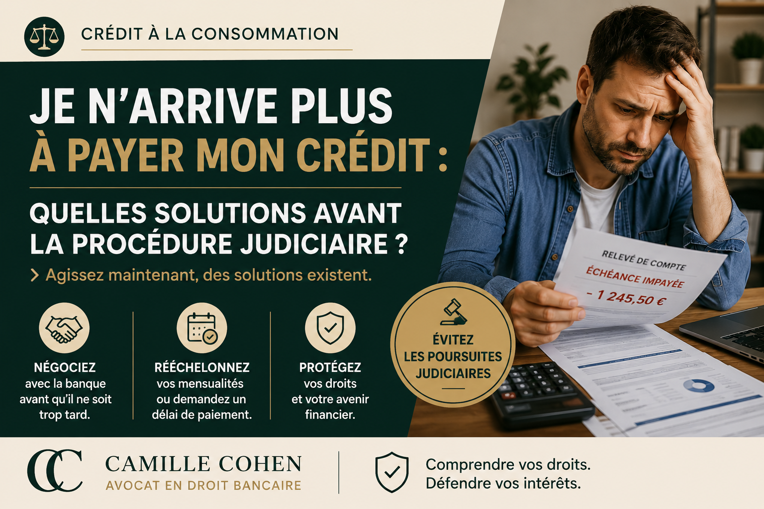 Je n'arrive plus à payer mon crédit : quelles solutions avant la procédure judiciaire ?