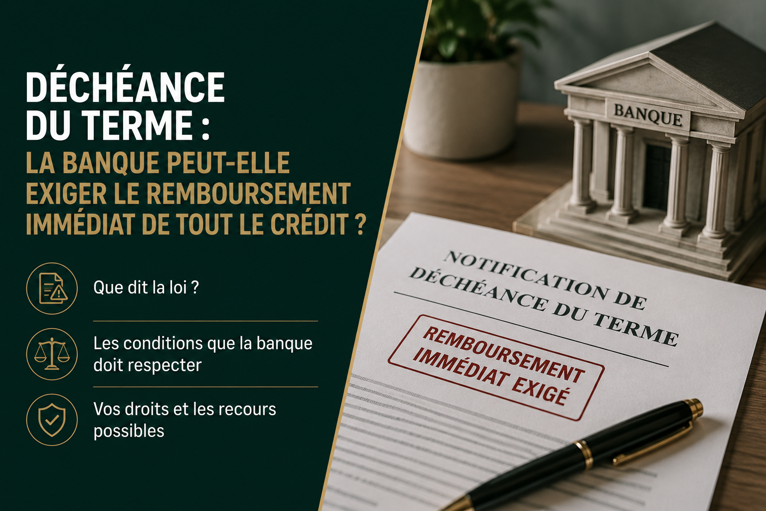 Déchéance du terme : la banque peut-elle exiger le remboursement immédiat de tout le crédit ?