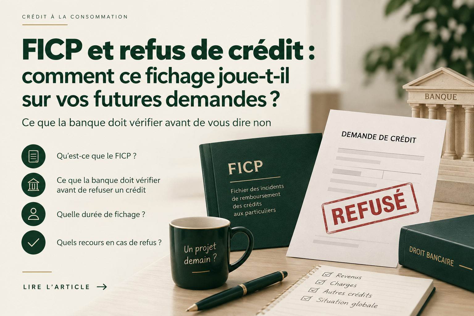 FICP et refus de crédit : comment ce fichage joue-t-il sur vos futures demandes ? — ce que la banque doit vérifier avant de vous dire non