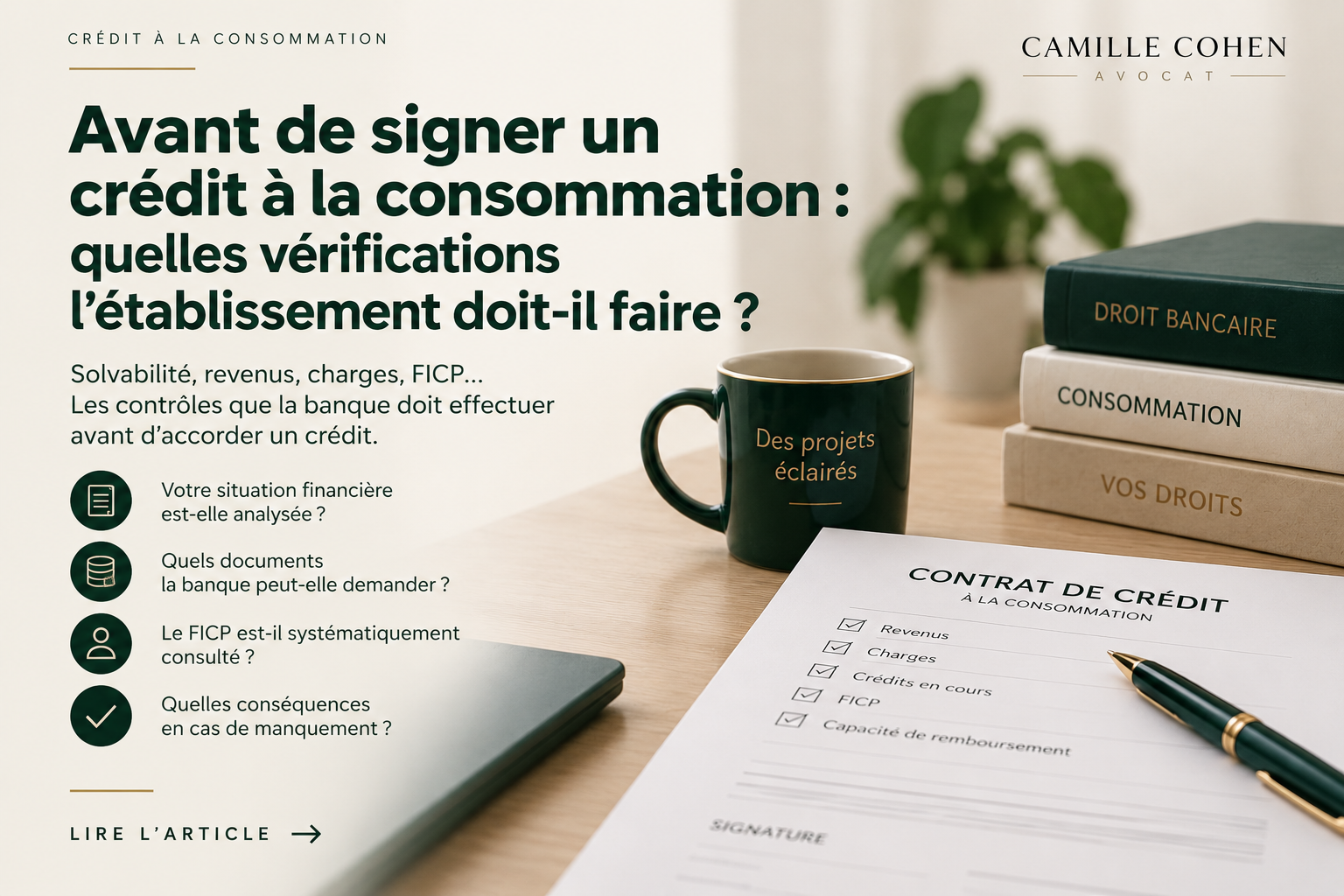 Avant de signer un crédit à la consommation : quelles vérifications l'établissement doit-il faire ?